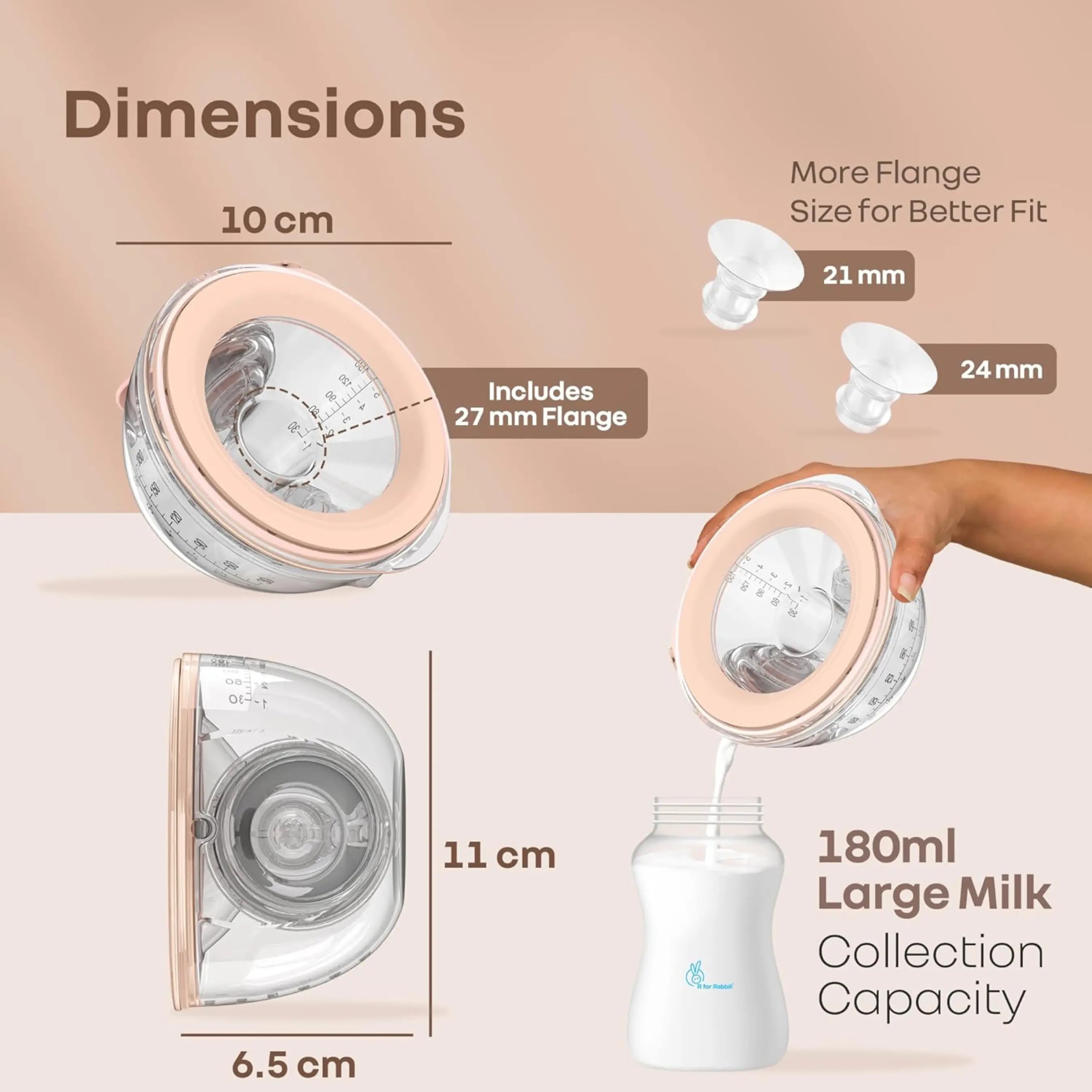 R for Rabbit Lactella Duo Electric Breast Pump Four Modes & Nine Levels of Pumping Anti-Backflow System Rechargeable Lightweight & Portable Milk Pump for Breastfeeding Mothers (Peach) R for Rabbit