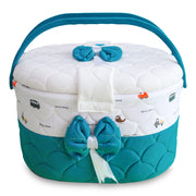 Premium Baby Storage Basket with Handle & Cute Vehicle Print | Quilted Nursery Organizer