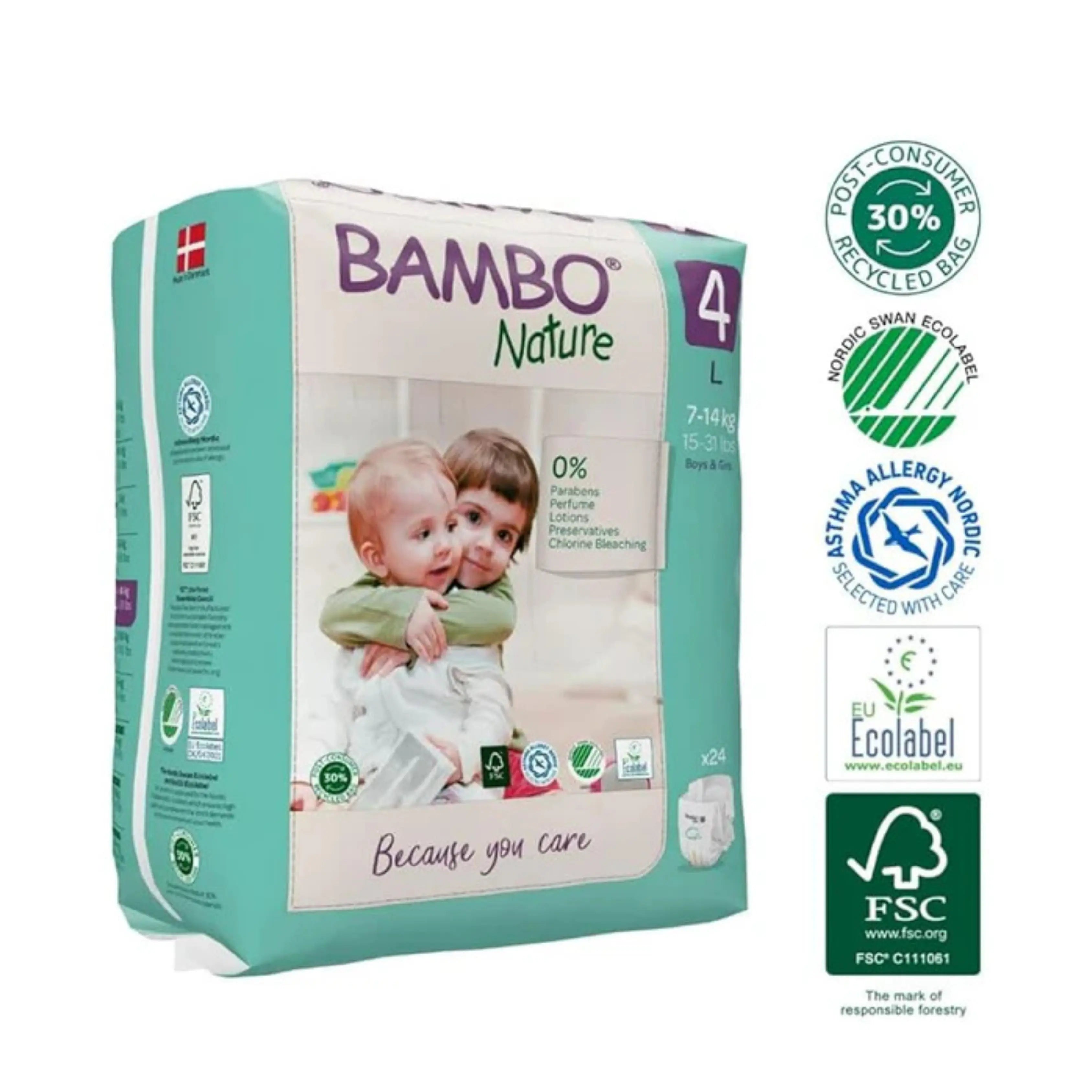 Bambo Nature Monthly Box - Skin Friendly Tape Style Diapers (size - 4) - Large ( Pack Of 6 ) Bambo Nature