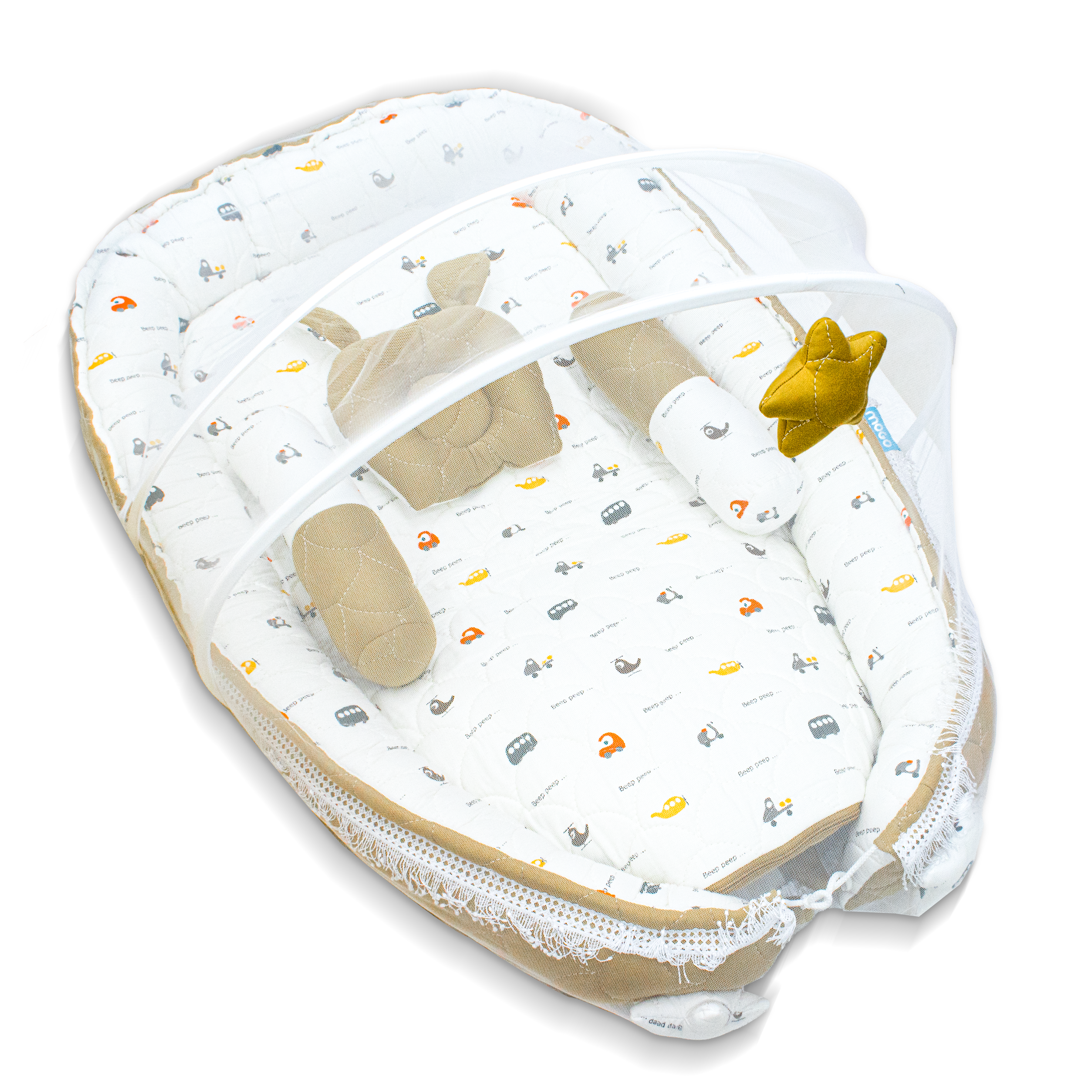 Premium Oval Baby Nest Bed – Soft Cotton Newborn Lounger for Comfortable Naps | Breathable & Cozy