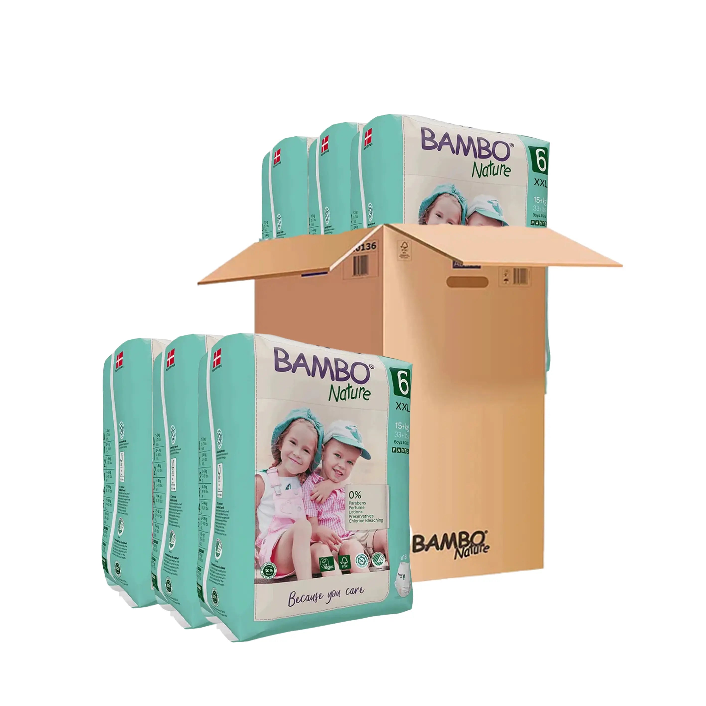 Bambo Nature Monthly Box - Skin Friendly Pant Style Diapers (size - 6) - XXL ( Pack Of 6 ) Bambo Nature