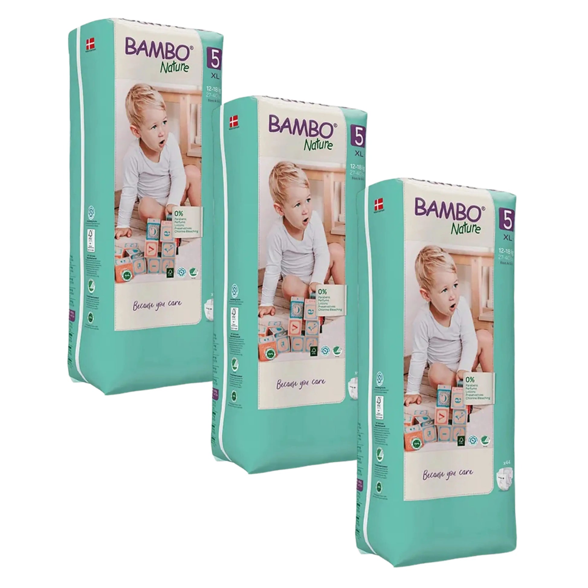 Bambo Nature Diapers Tape (XL), 44Pcs  Tall Pack - (pack of 3) Bambo Nature