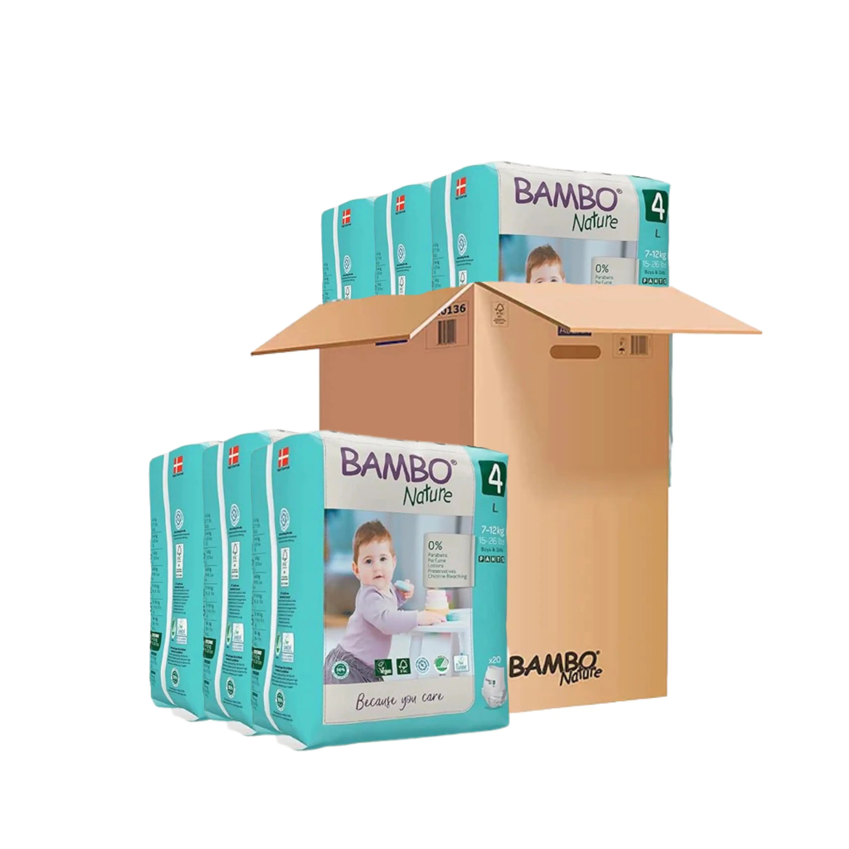 Bambo Nature Monthly Box - Skin Friendly Pant Style Diapers (size - 4) - Large ( Pack Of 6 ) Bambo Nature