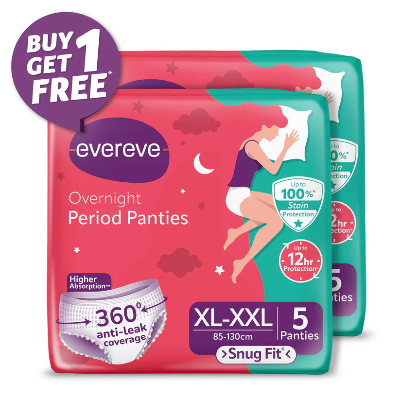 Overnight Period Panties XL-XXL Size (5 Pack) Buy 1 Get 1 | Leakproof Reusable Menstrual Underwear for Heavy Flow and Night Protection