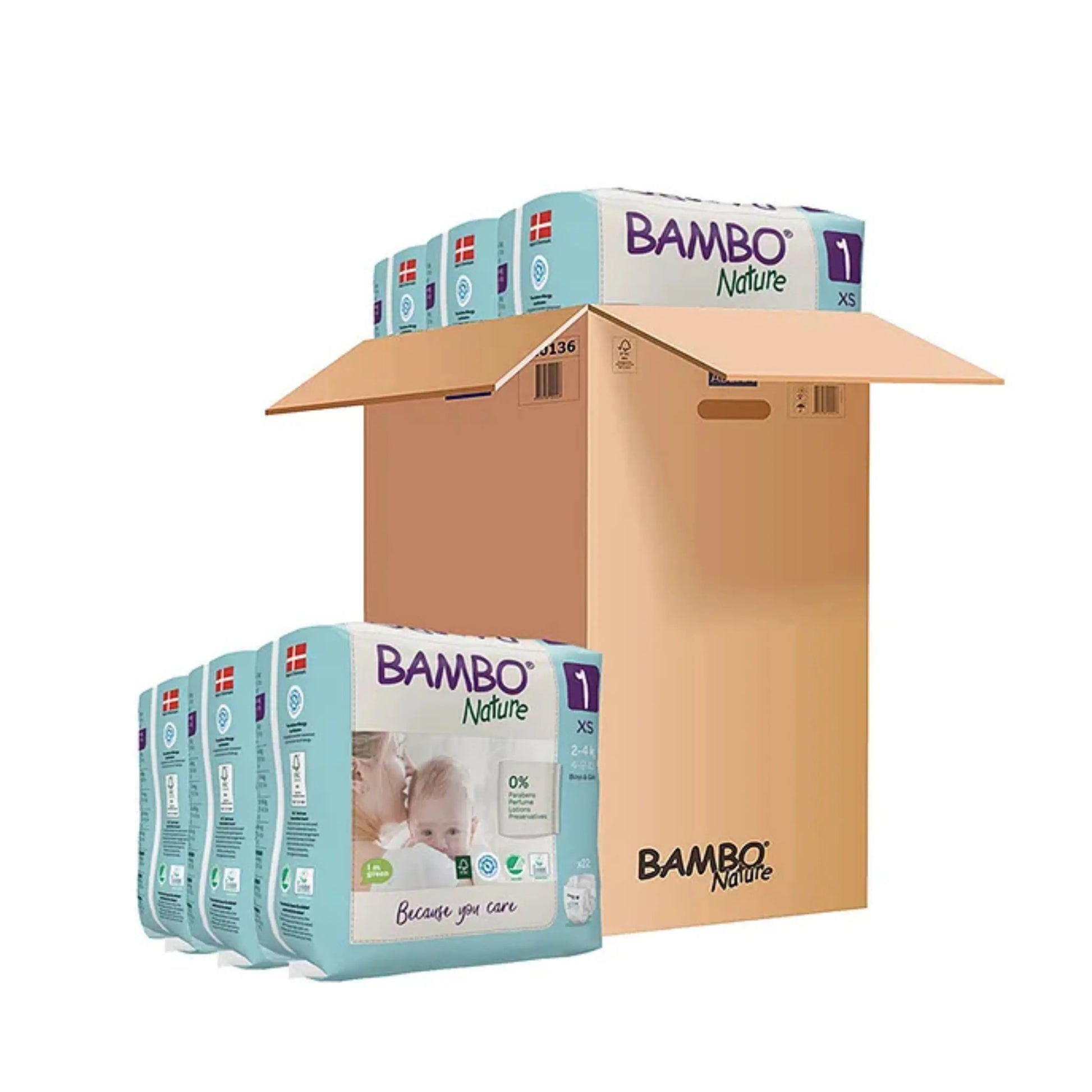Bambo Nature Monthly Box - Skin Friendly Tape Style Diapers (size - 1) - XS ( Pack Of 6 ) Bambo Nature