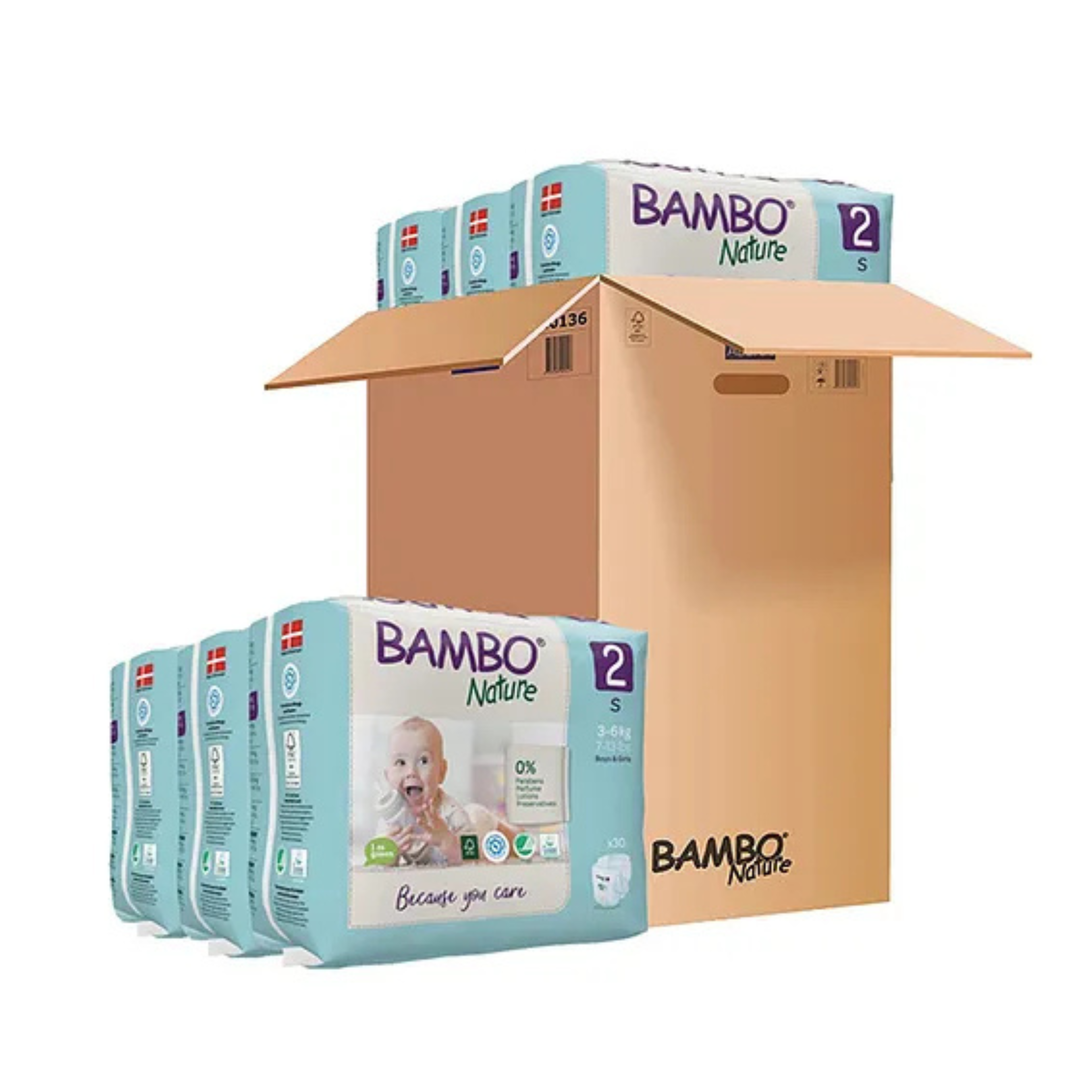 Bambo Nature Monthly Box - Skin Friendly Tape Style Diapers (size - 2) - Small (Pack Of 6 )