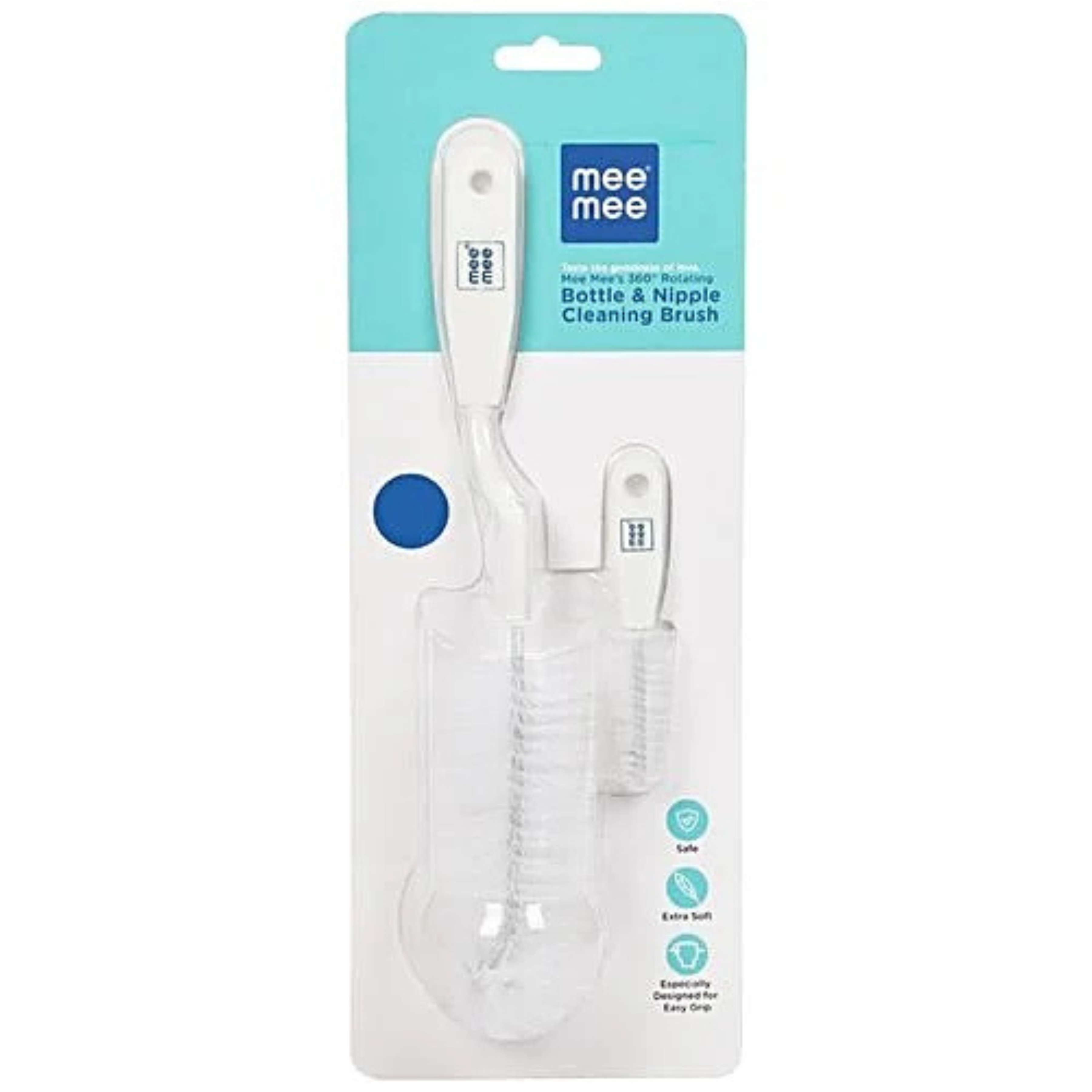 Mee Mee 360° Rotating Bottle & Nipple Cleaning Brush | BPA Free Baby Feeding Bottle Cleaner with Soft Bristles