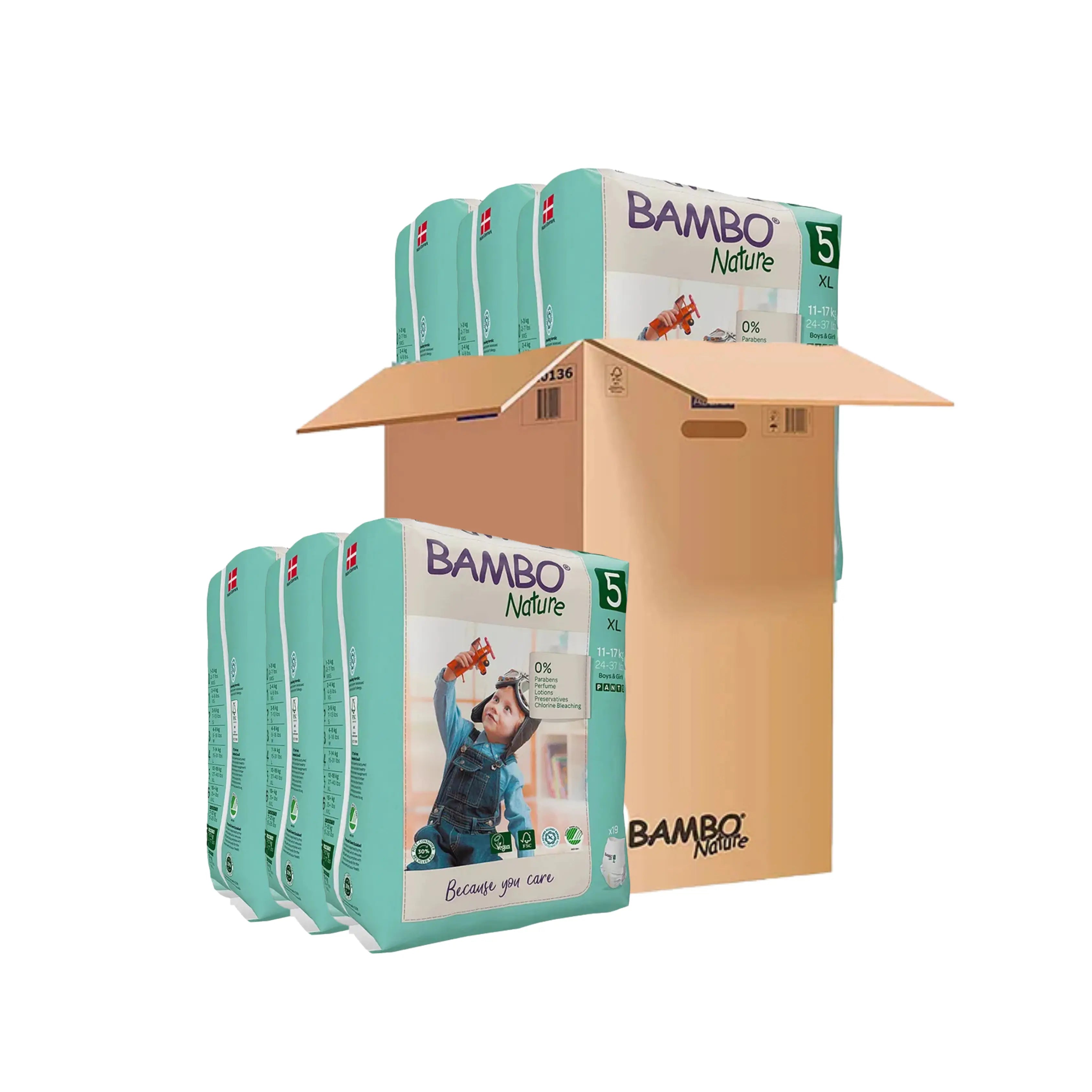 Bambo Nature Monthly Box - Skin Friendly Pant Style Diapers (size - 5) - Extra Large ( Pack Of 6 ) Bambo Nature