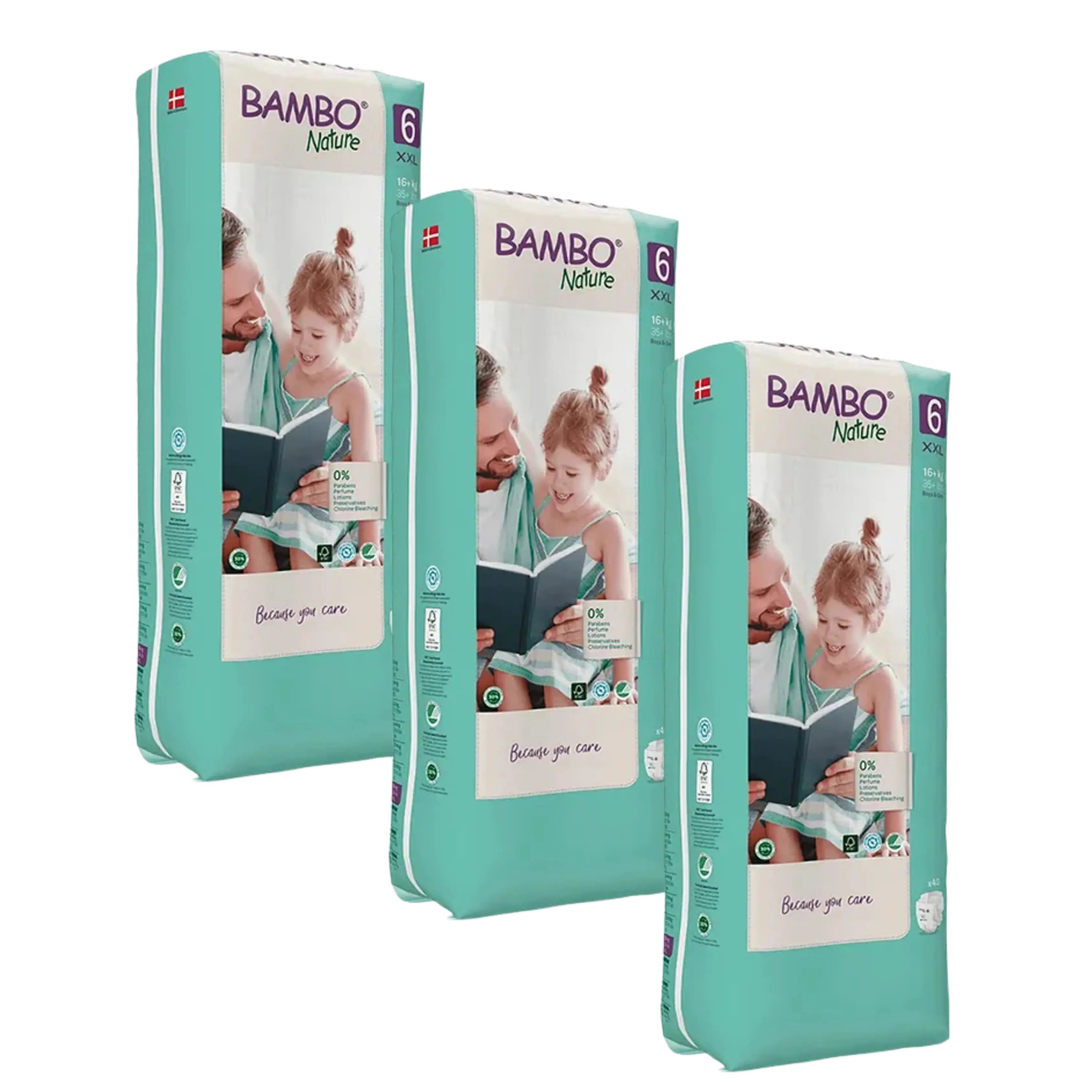 Bambo Nature Diapers Tape (XXL), 40Pcs  Tall Pack - (pack of 3) Bambo Nature