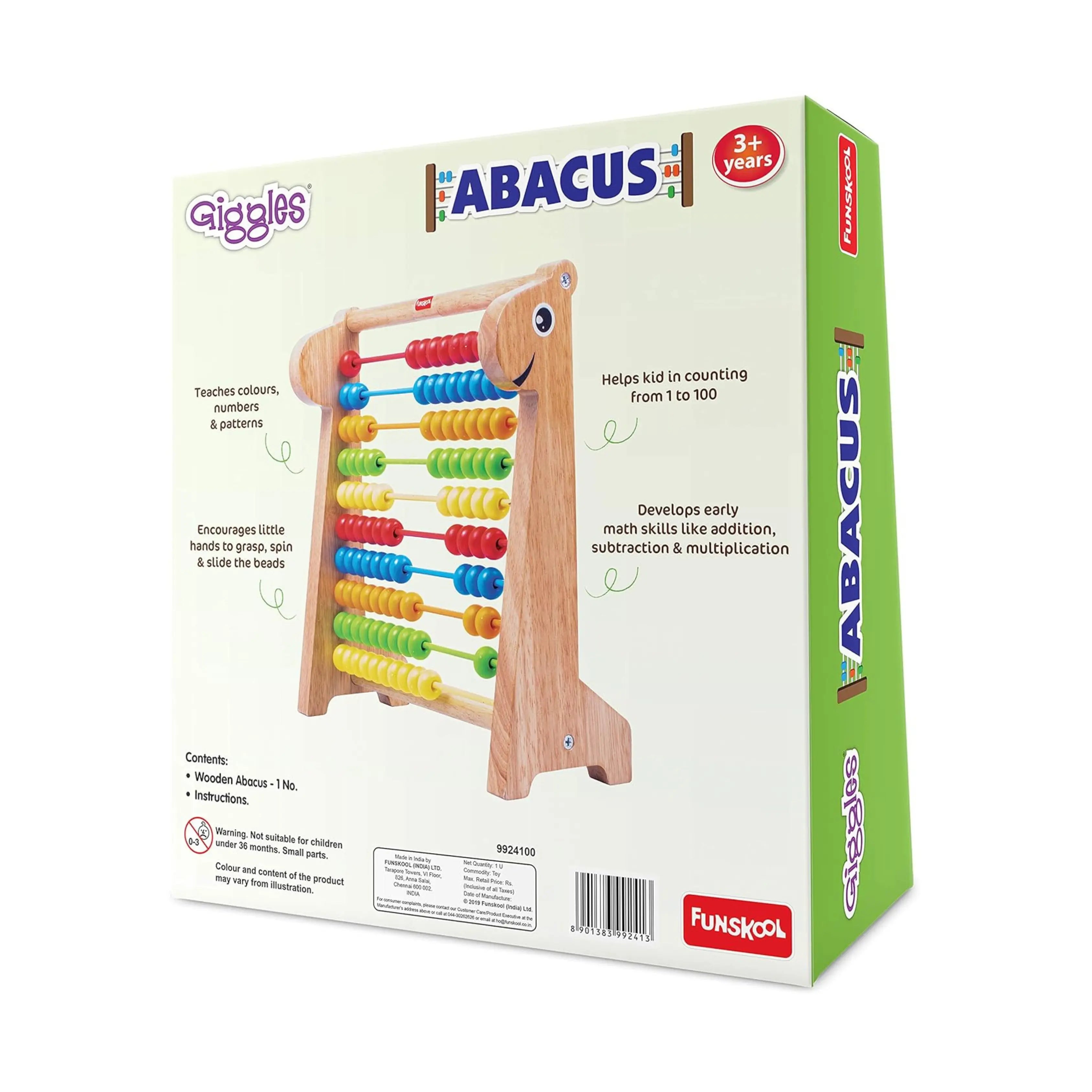 Giggles - Abacus, Multicolour Wooden Educational Toy, Early Math Skills, 3 Years & Above, Preschool Toys, Multicolor Giggles Funskool