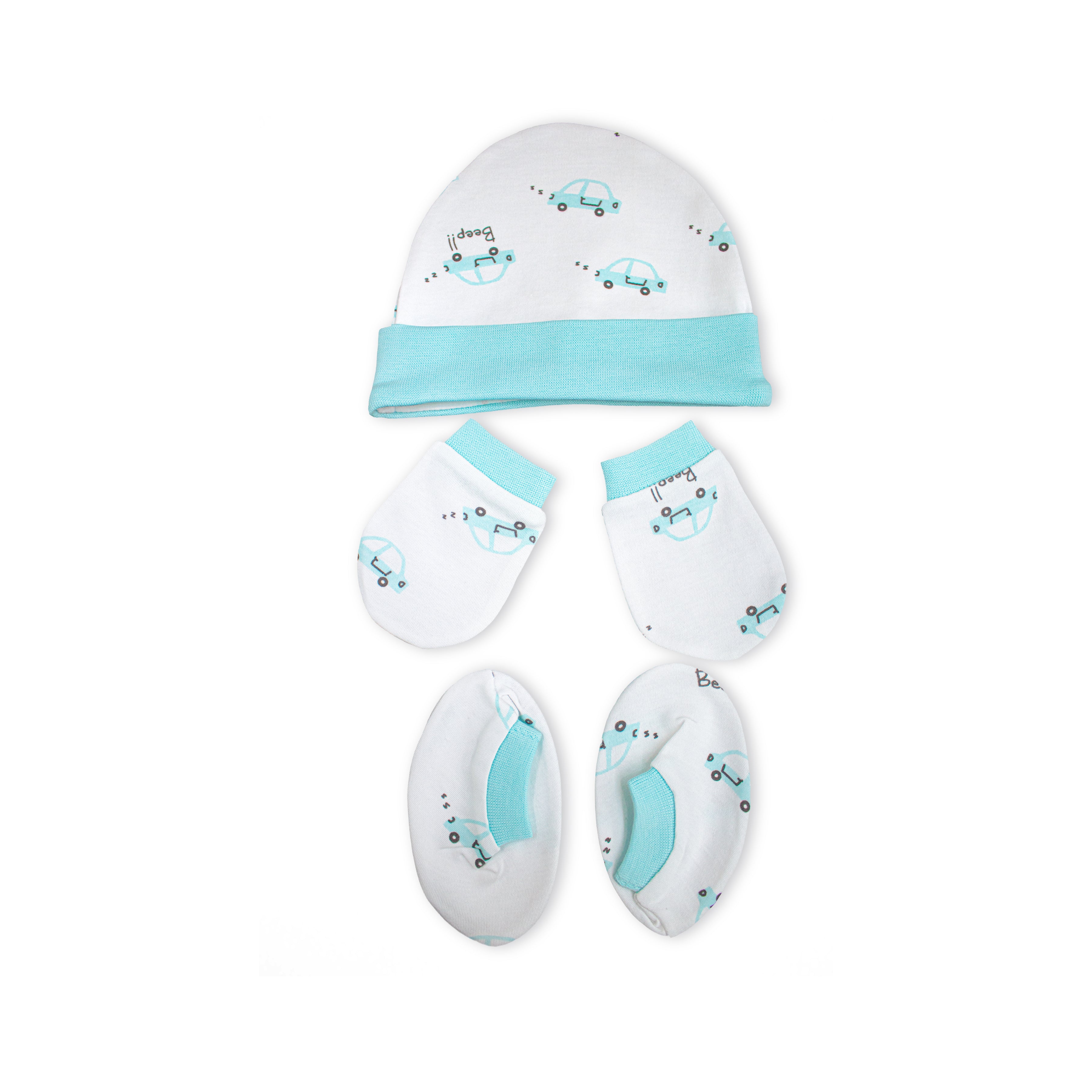 Newborn Baby Cap, Mittens & Booties Set – Soft Cotton Winter Essentials