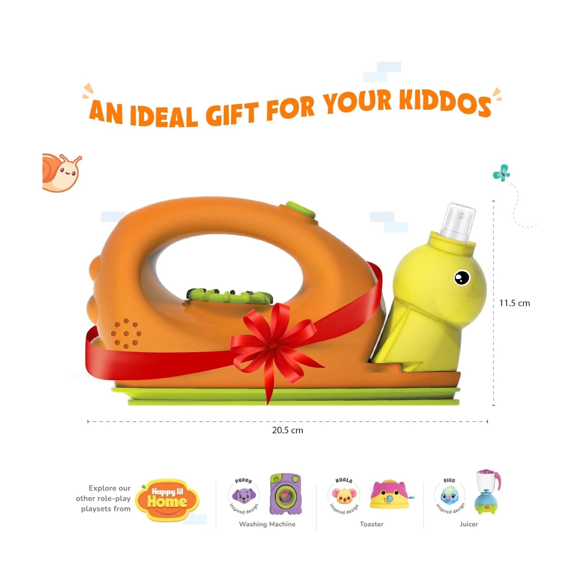 Funskool Giggles Playset Happy Lil Home-Iron, Snail Inspired Pretend Role-Play Toy with Electronic Lights & Sounds, for Kids 3 Year Old & Above. Giggles Funskool