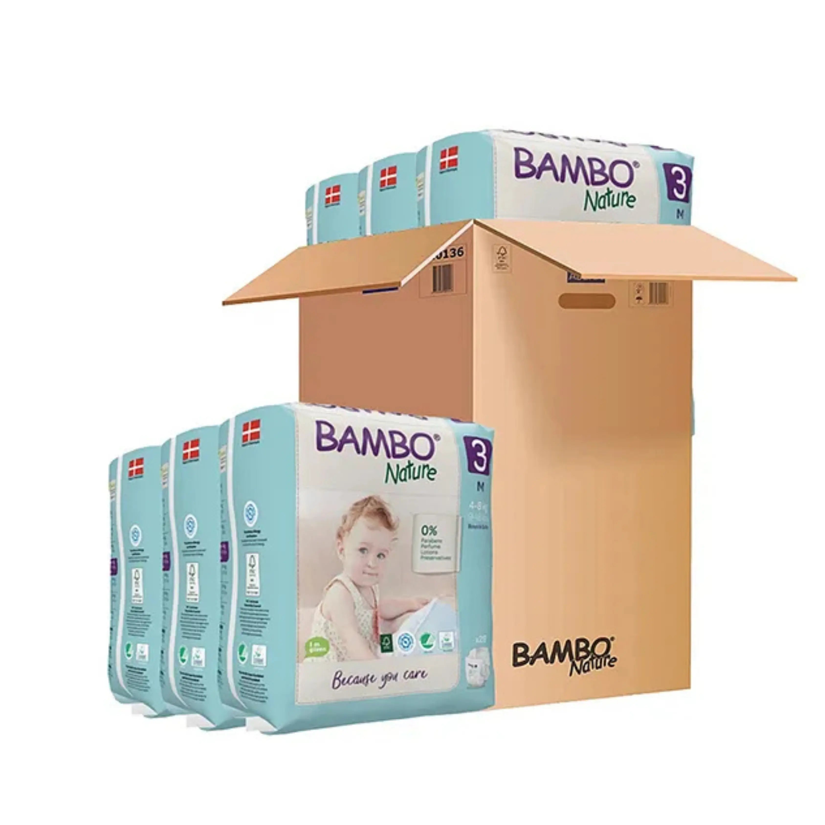 Bambo Nature Monthly Box - Skin Friendly Tape Style Diapers (size - 3) - Medium ( Pack Of 6 ) Bambo Nature