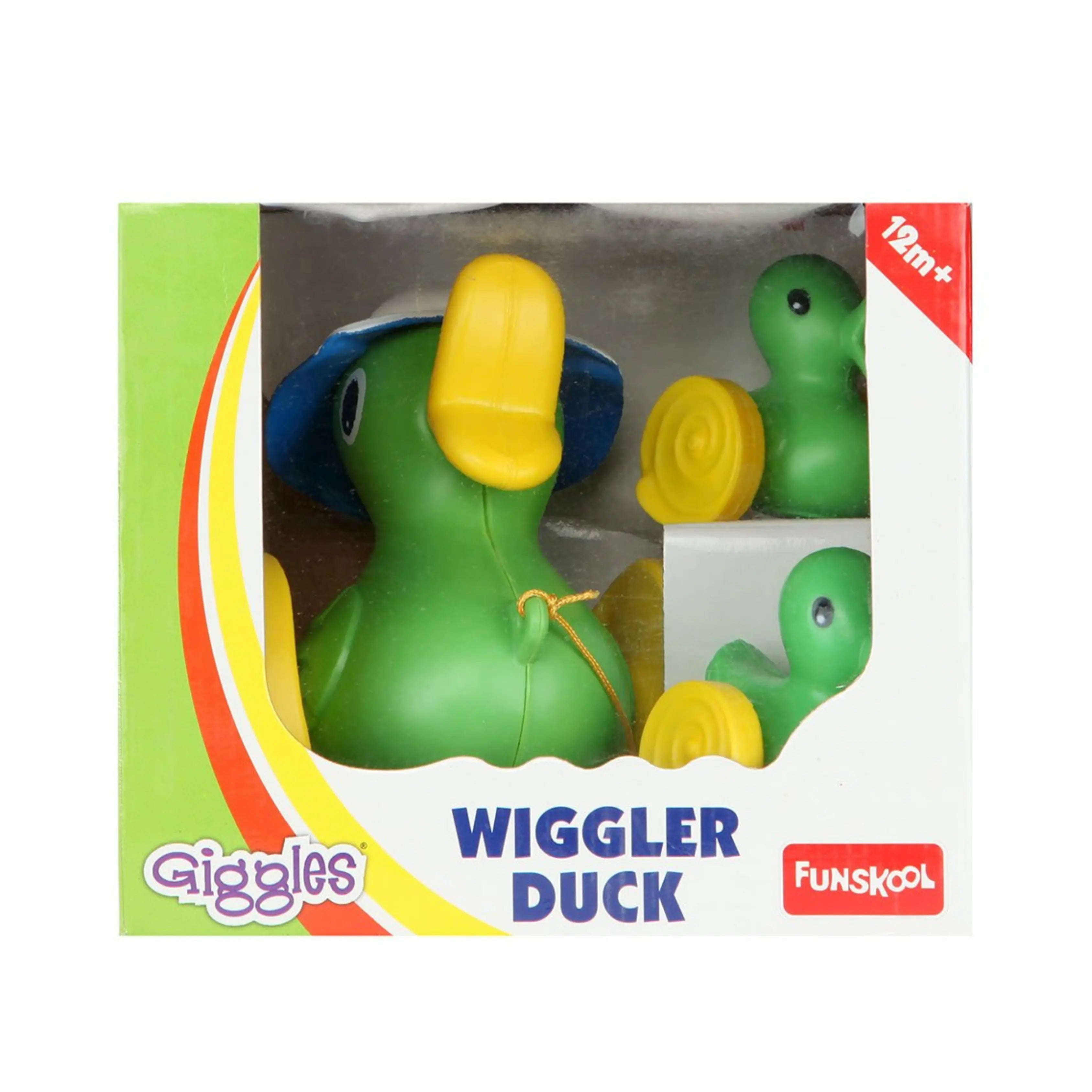 Funskool Giggles, Wiggler Duck , Pull along toy, Encourages walking,Funny walking style, 18 months & above, Infant and Preschool Toys Giggles Funskool