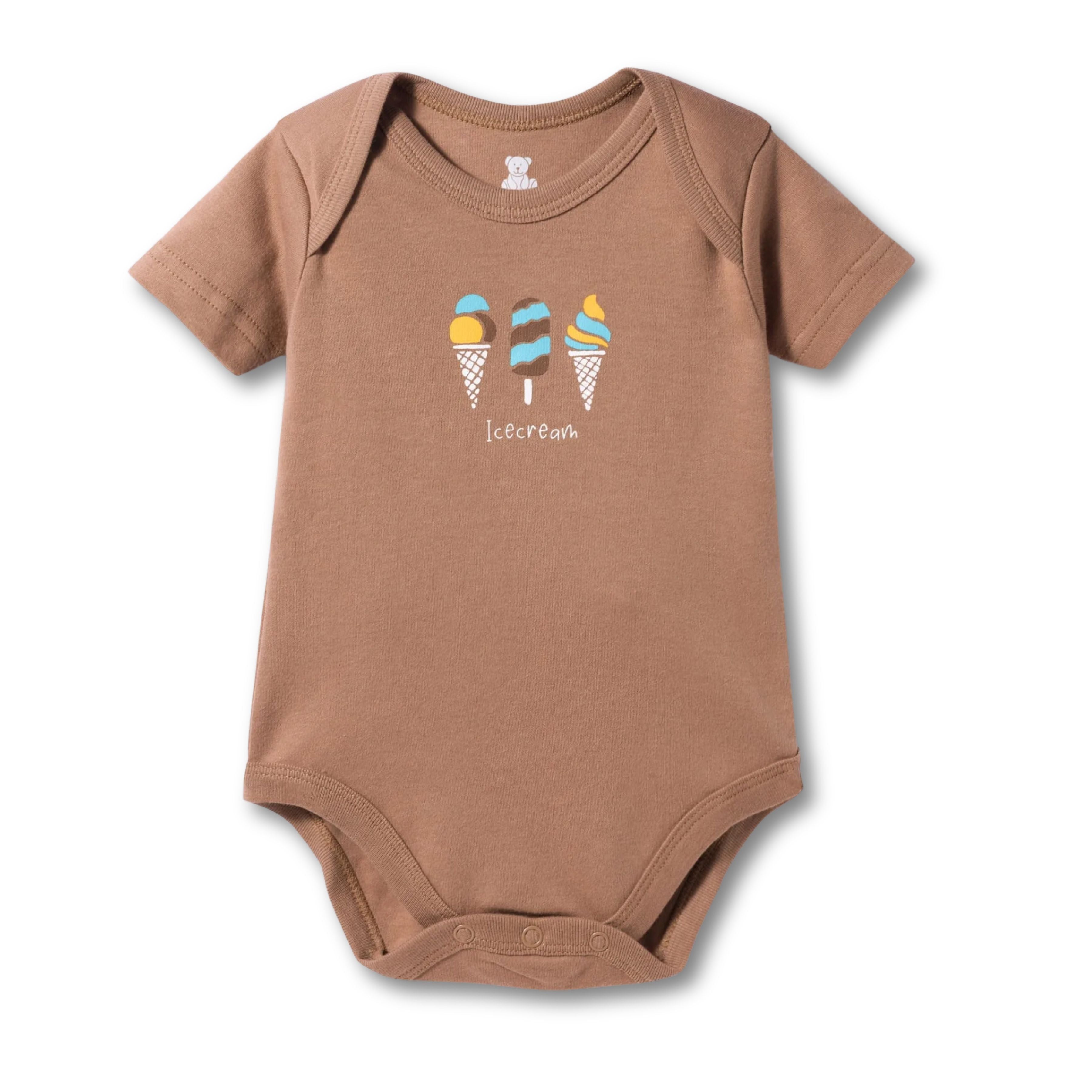 I Bears Interlock Knit Half Sleeves Onesies Combo Pack of 3 | Soft Cotton Baby Bodysuit for Newborns & Infants | Comfortable Daily Wear