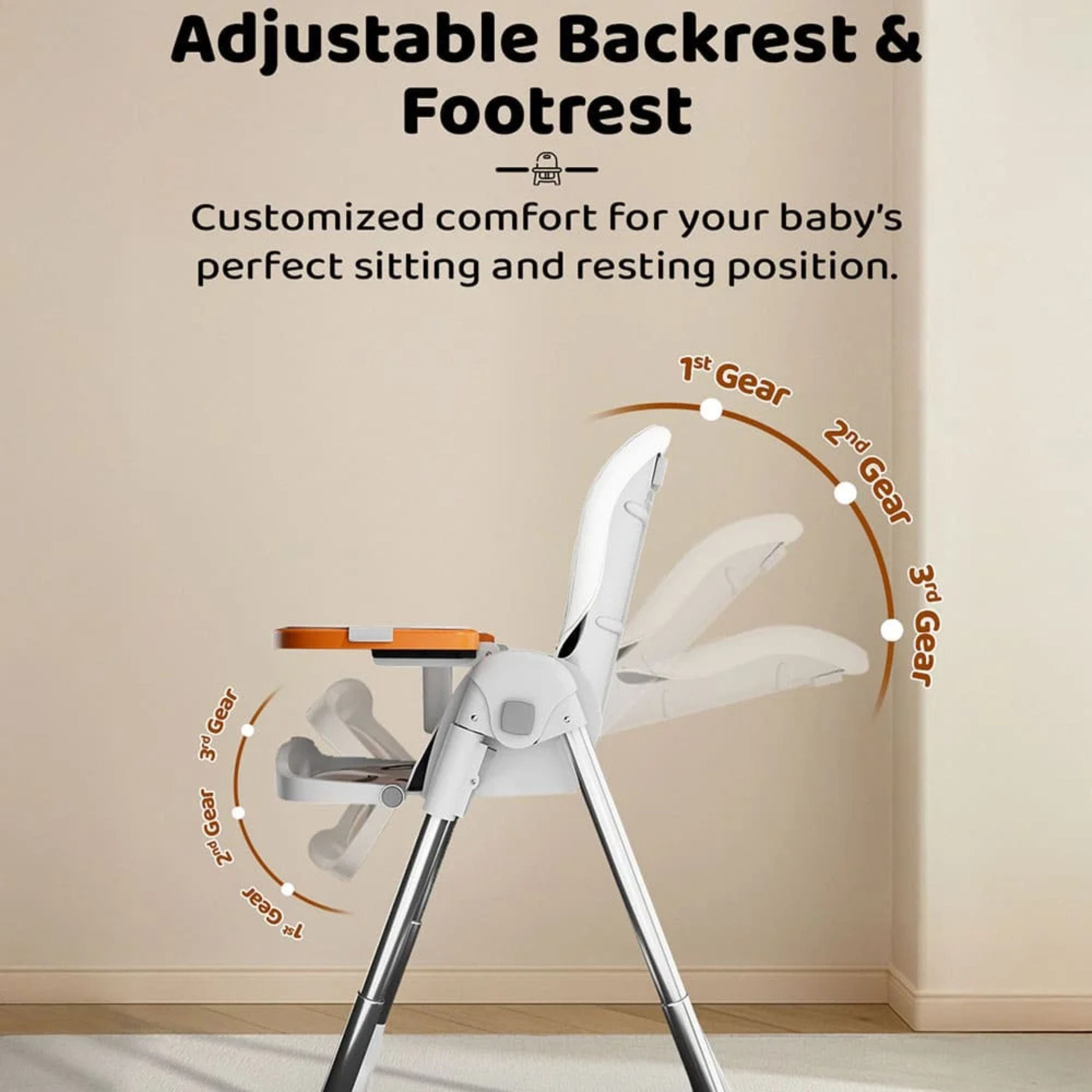 Galaxy Star Baby High Chair for Kids | Adjustable Feeding Chair with Safety Belt & Dining Tray