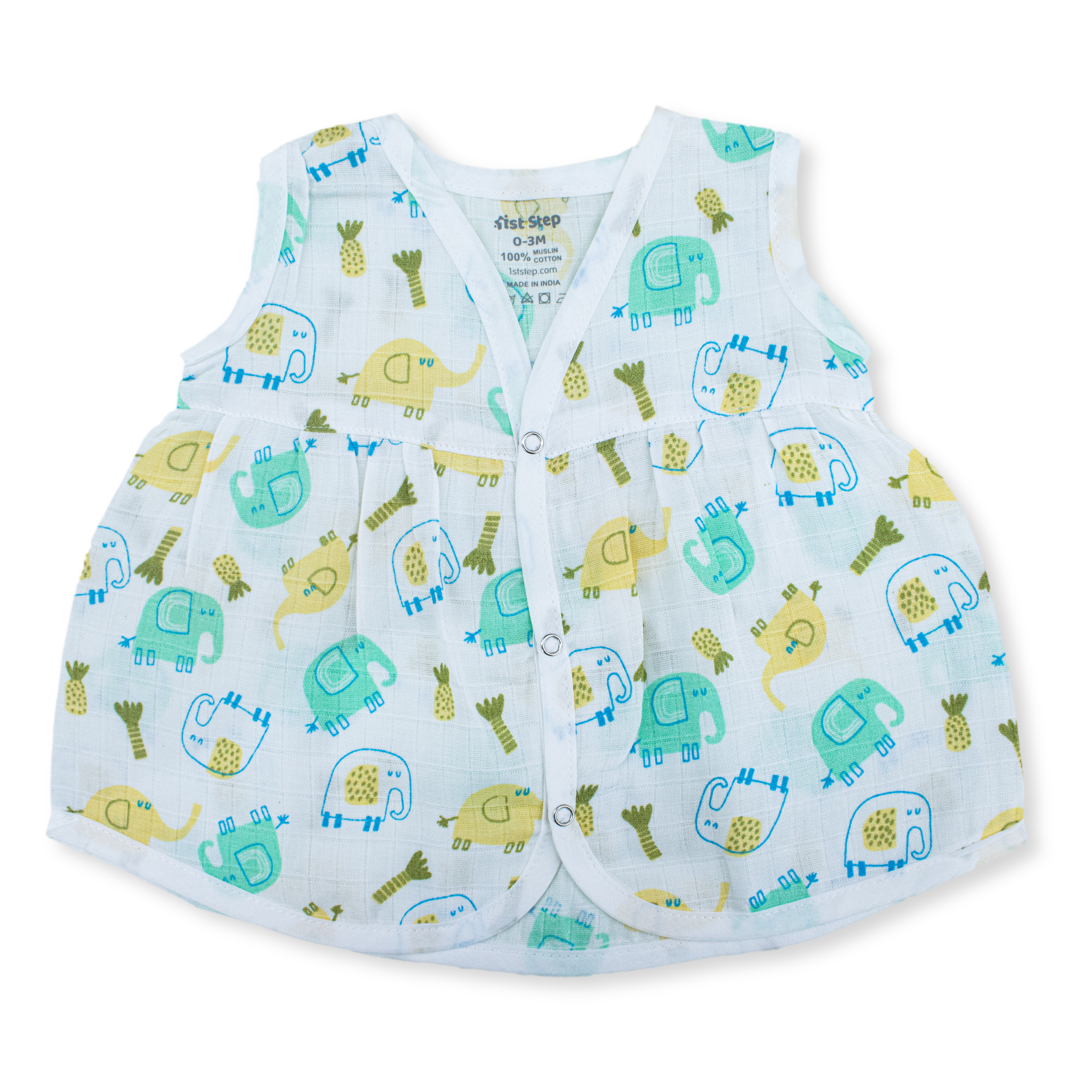 100% Soft Muslin Cotton Snap Button Baby Frock | Breathable Lightweight Summer Baby Dress