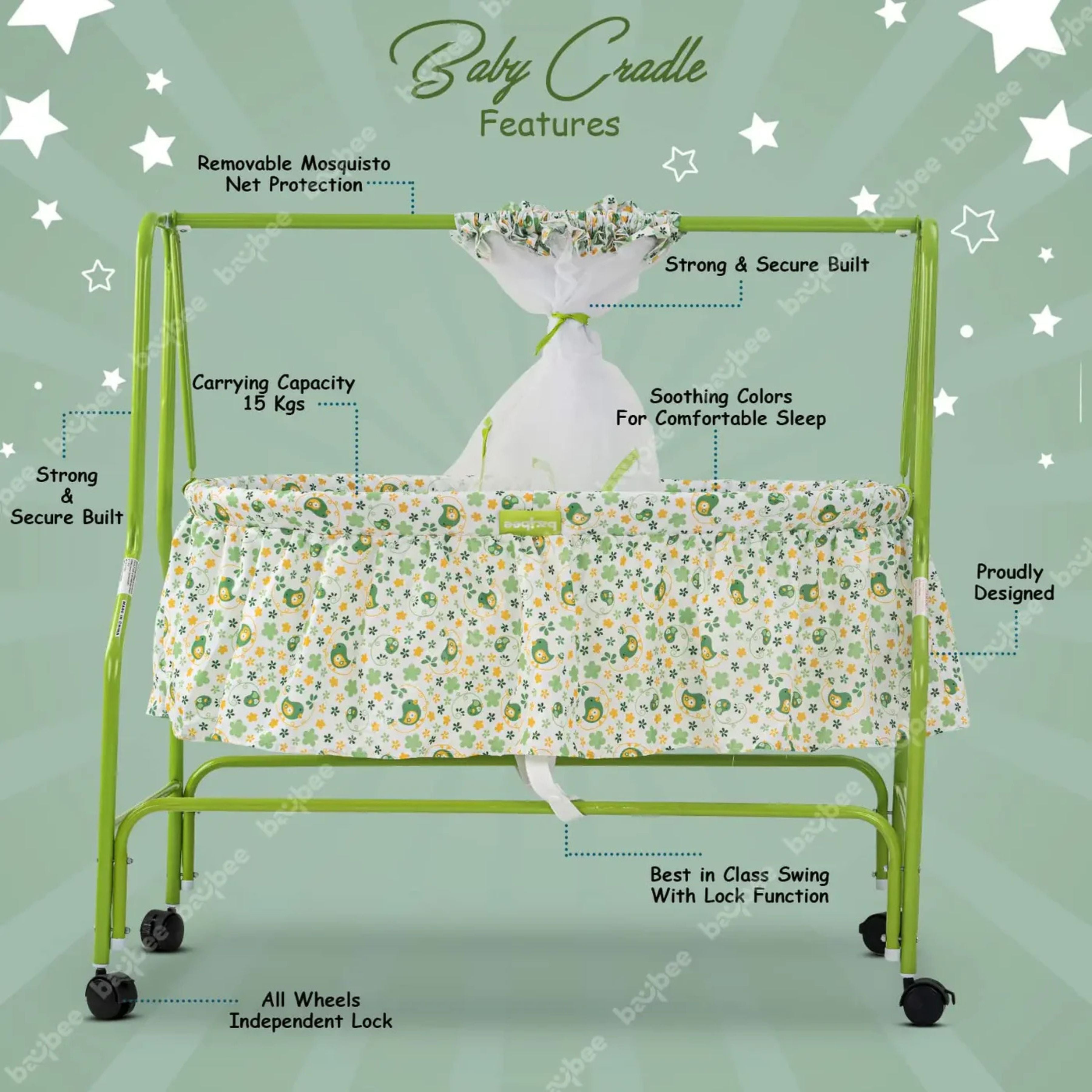 Baybee Enchant Baby Swing Cradle for Baby – Baby Cradle Swing Jhula with Mosquito Net & Wheels | Newborn to 12 Months