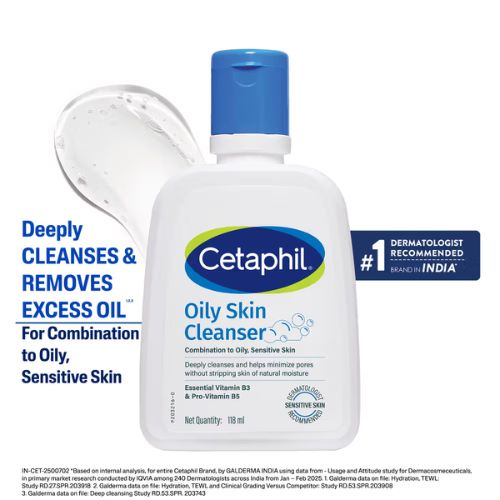 Cetaphil Oily Skin Cleanser 125 ml | For Combination to Oily Sensitive Skin | Dermatologist Recommended