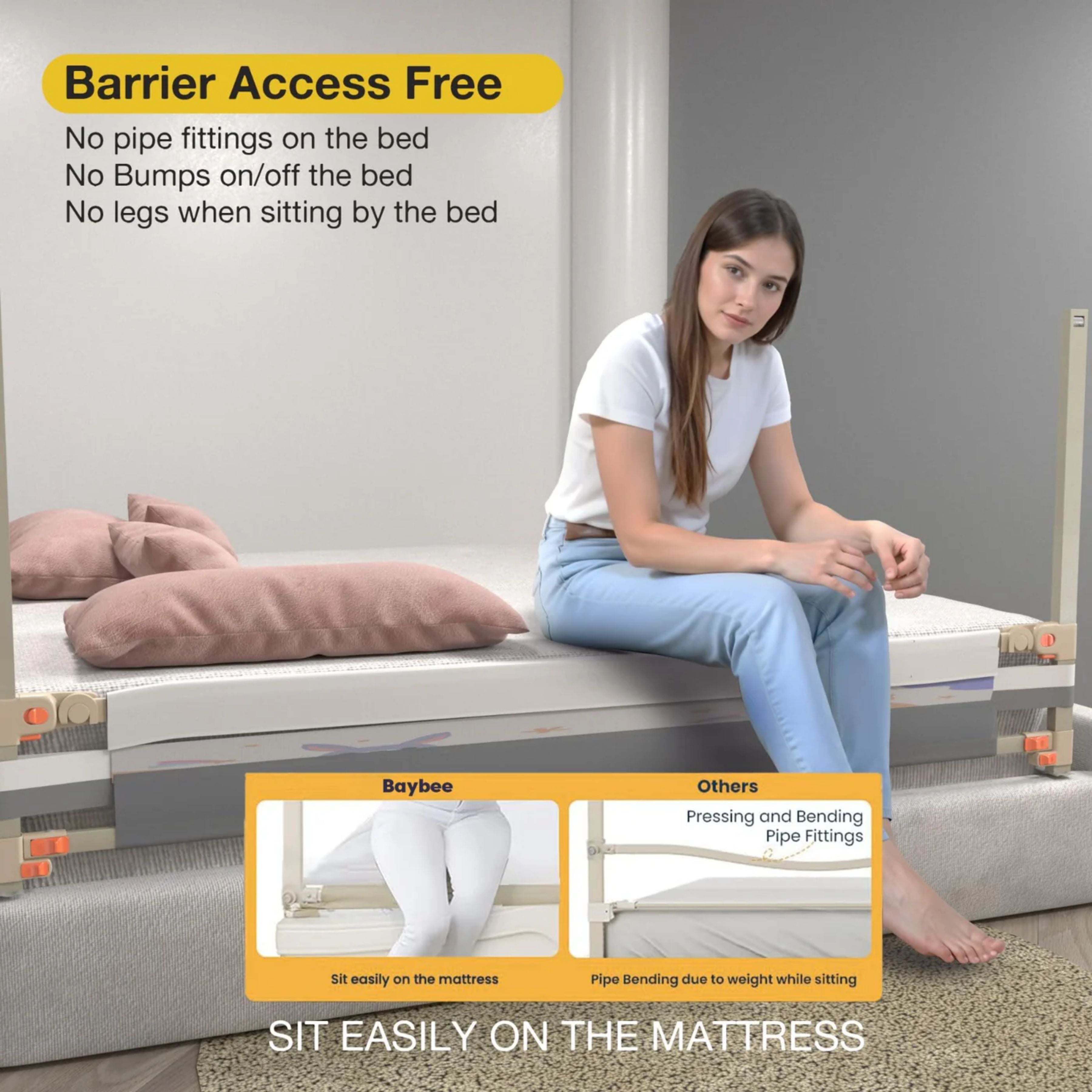 Baby Bed Rail Guard for Toddlers Safety (180 x 80 cm) – Foldable Bed Safety Guard with Breathable Mesh, Strong Frame & Easy Installation for Kids Protection