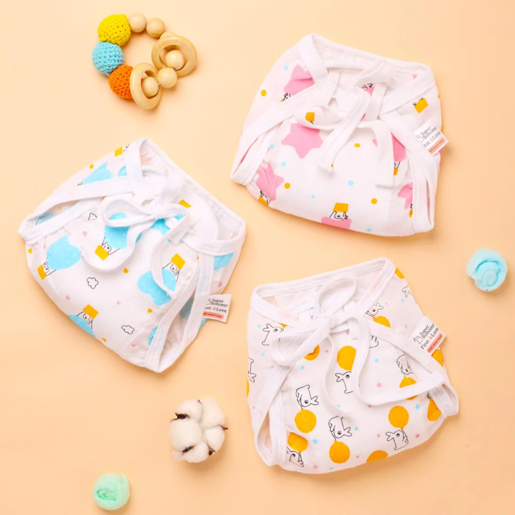 Basic Muslin Soft Cotton Langots (pack of 2- Assorted)