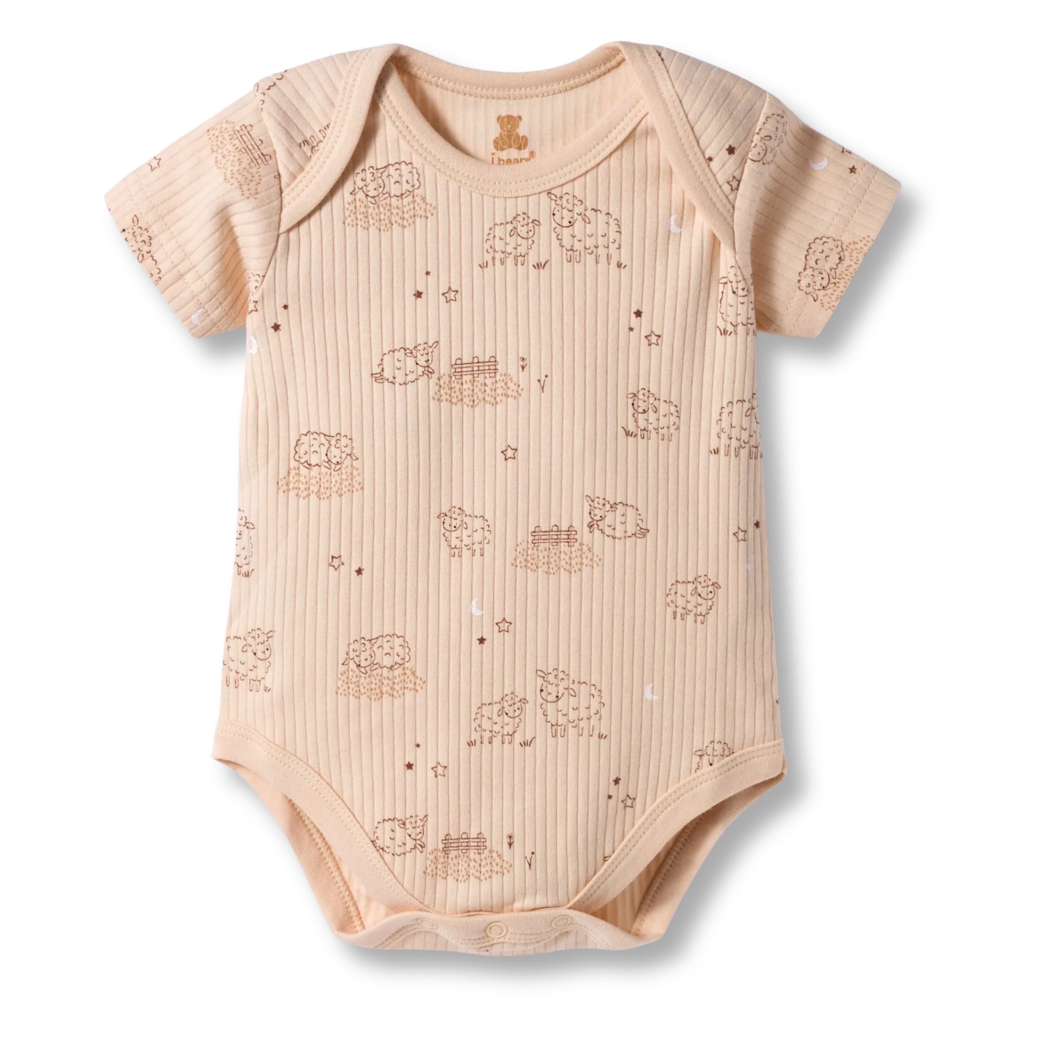 I Bears Interlock Knit Half Sleeves Onesies Combo Pack of 3 | Soft Cotton Baby Bodysuit for Newborns & Infants | Comfortable Daily Wear