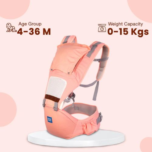 8-in-1 Ergonomic Baby Carrier with Detachable Hip Seat | Convertible Soft Kangaroo Carrier with Lumbar Support | Adjustable Waist Belt | 9–48 Months | Up to 16 kg | Pink