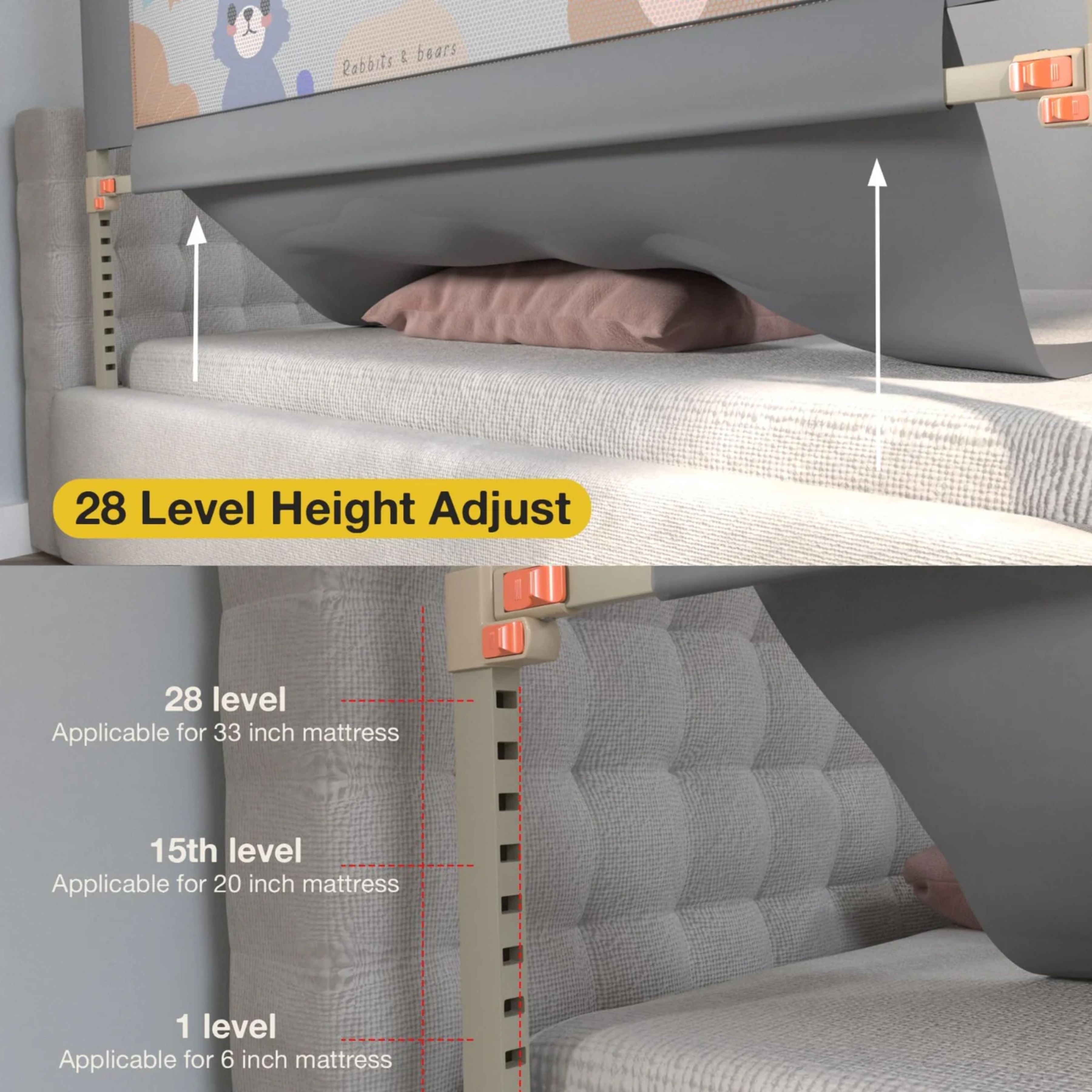 Baby Bed Rail Guard for Toddlers Safety (180 x 80 cm) – Foldable Bed Safety Guard with Breathable Mesh, Strong Frame & Easy Installation for Kids Protection (Copy)