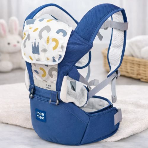 8-in-1 Ergonomic Baby Carrier with Detachable Hip Seat | Convertible Soft Kangaroo Carrier with Lumbar Support | Adjustable Waist Belt | 9–48 Months | Up to 16 kg | Blue