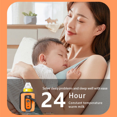 StarAndDaisy Rechargeable Portable Baby Feeding Bottle Warmer with 5-Speed Temperature Adjustment, USB Charging, Universal Bottle Fit, Travel-Friendly Milk Warmer – Orange & Yellow