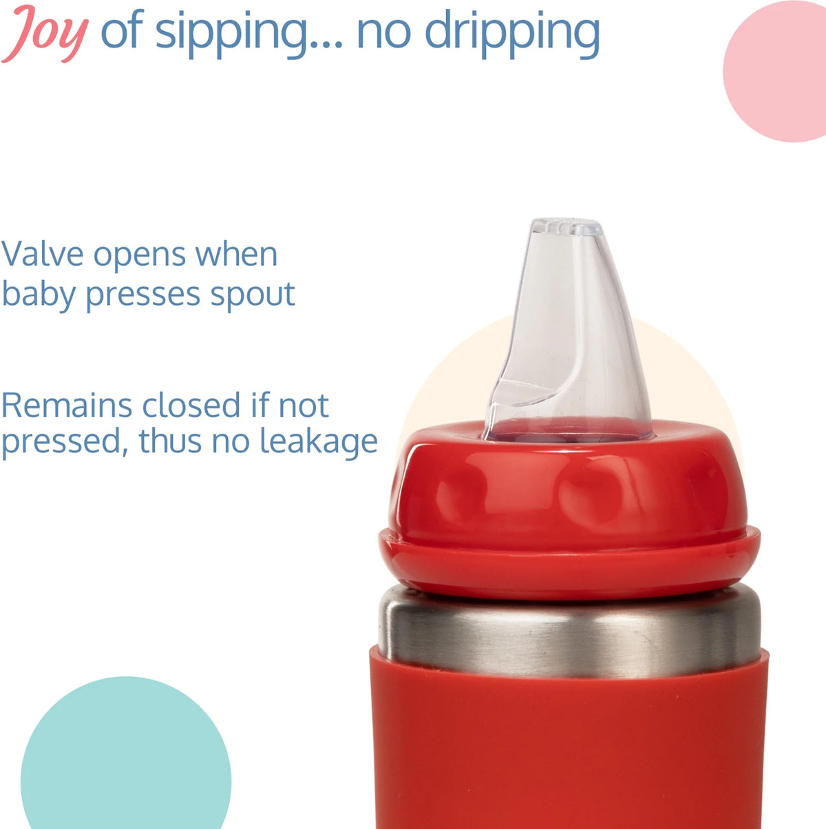 LuvLap 4-in-1 Stainless Steel Baby Bottle Sipper 240ml | SS304 Rust-Free Feeding Bottle for Babies 3M+ – Red (Copy)