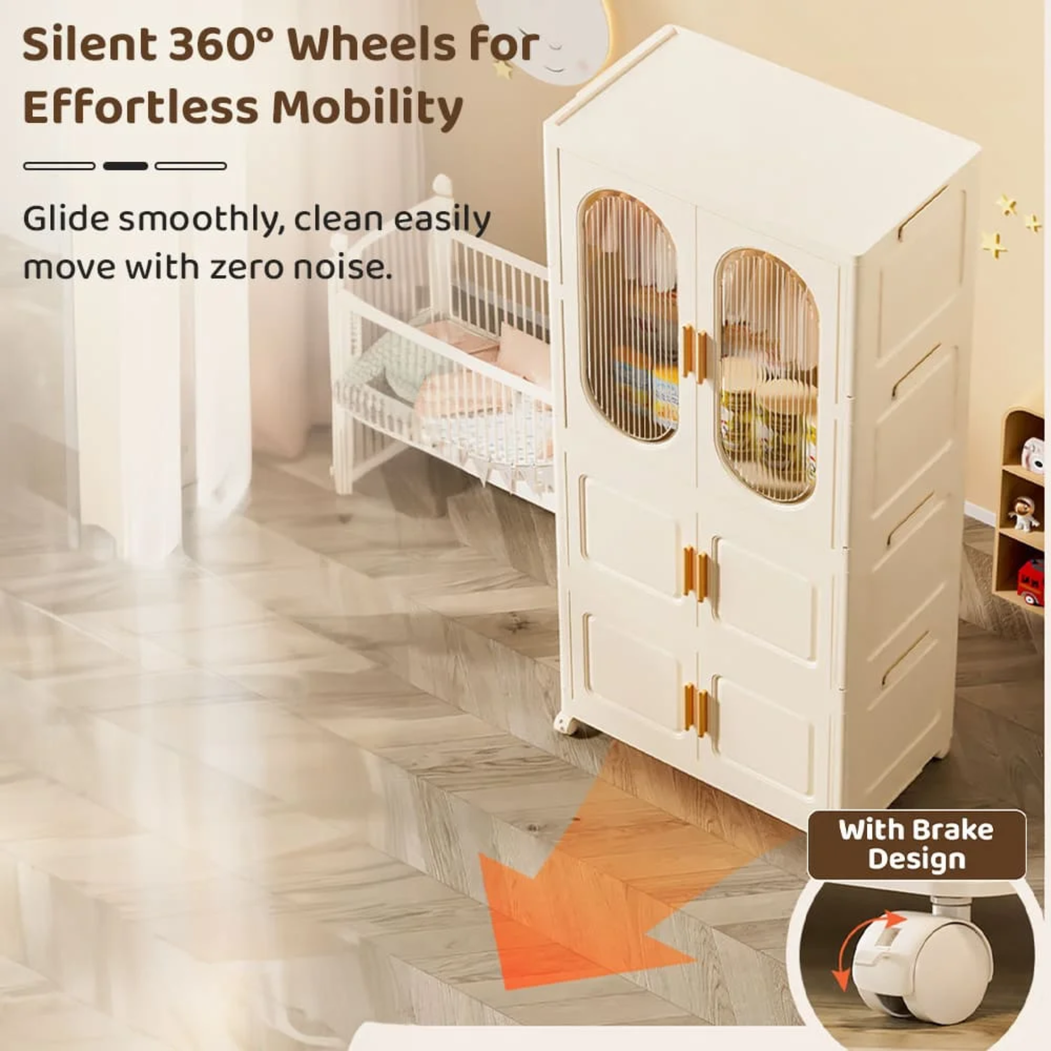 Multifunctional Plastic Storage Cabinets, Dust-proof  Foldable Wardrobe Storage Cabinet for Cloths and Toys – White and Transparent