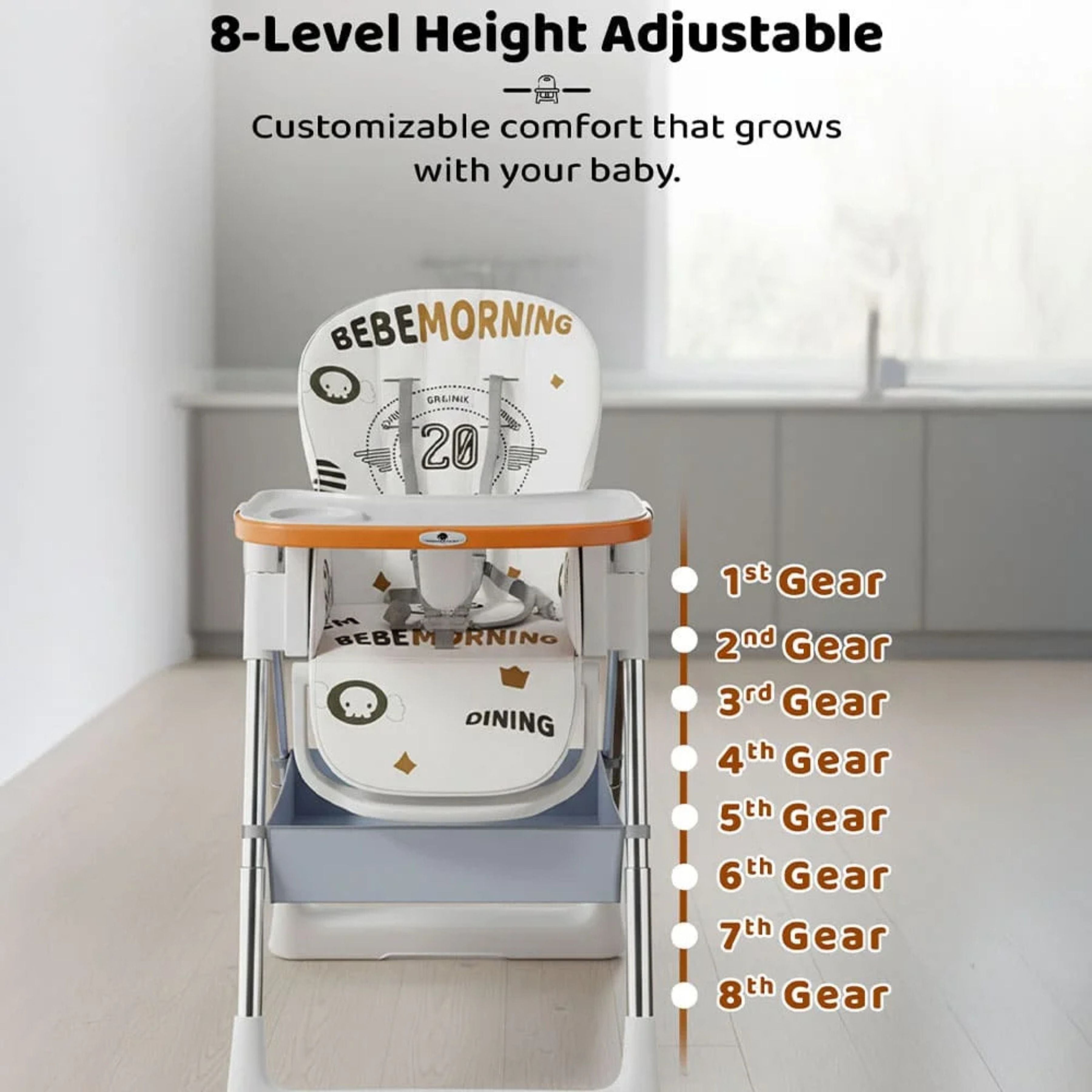Galaxy Star Baby High Chair for Kids | Adjustable Feeding Chair with Safety Belt & Dining Tray