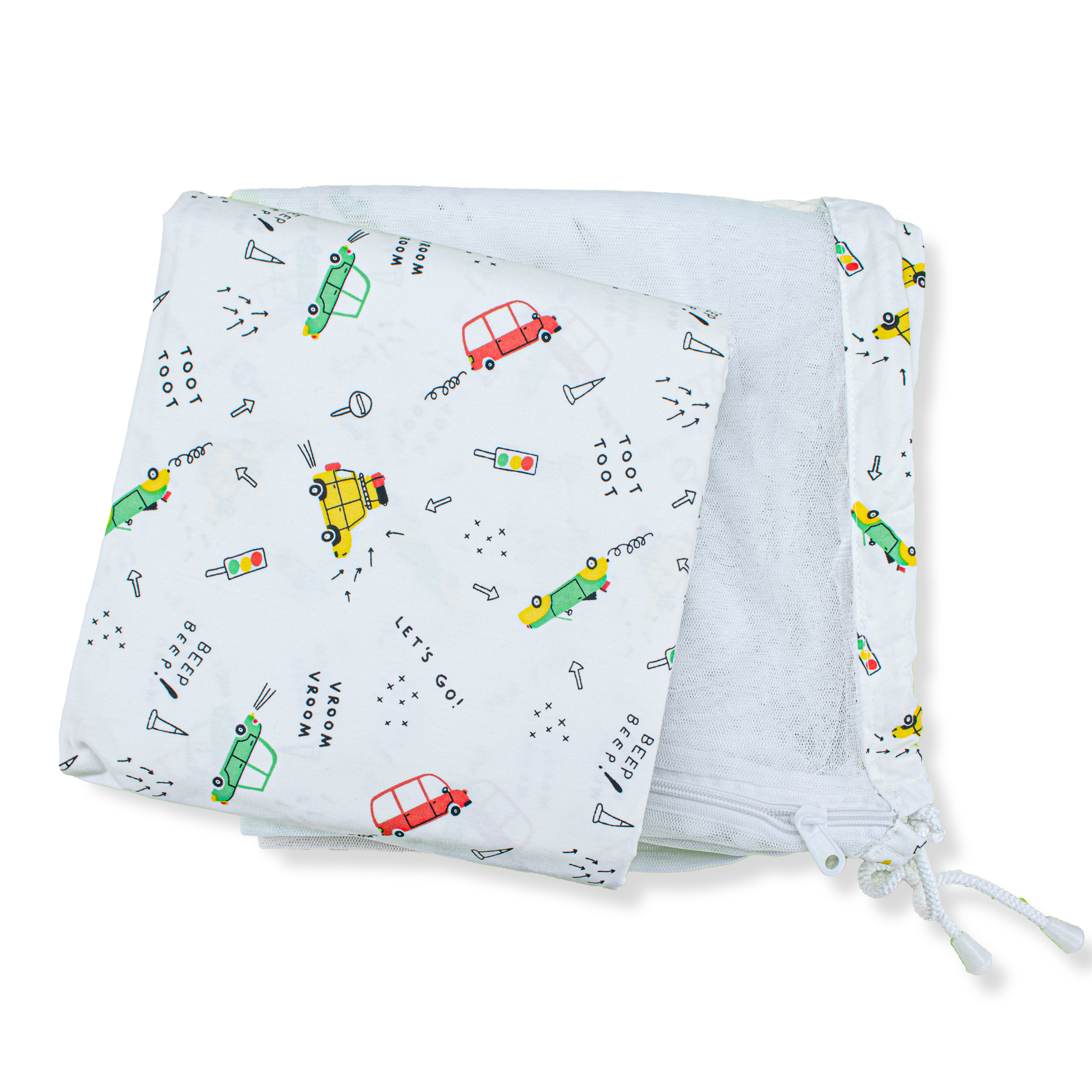 Thottil Cradle Cloth with Mosquito Net & Side Zip | Soft Cotton Baby Hammock Cloth for Newborn | Safe & Breathable Cradle Bedding( 3.6 Metres)