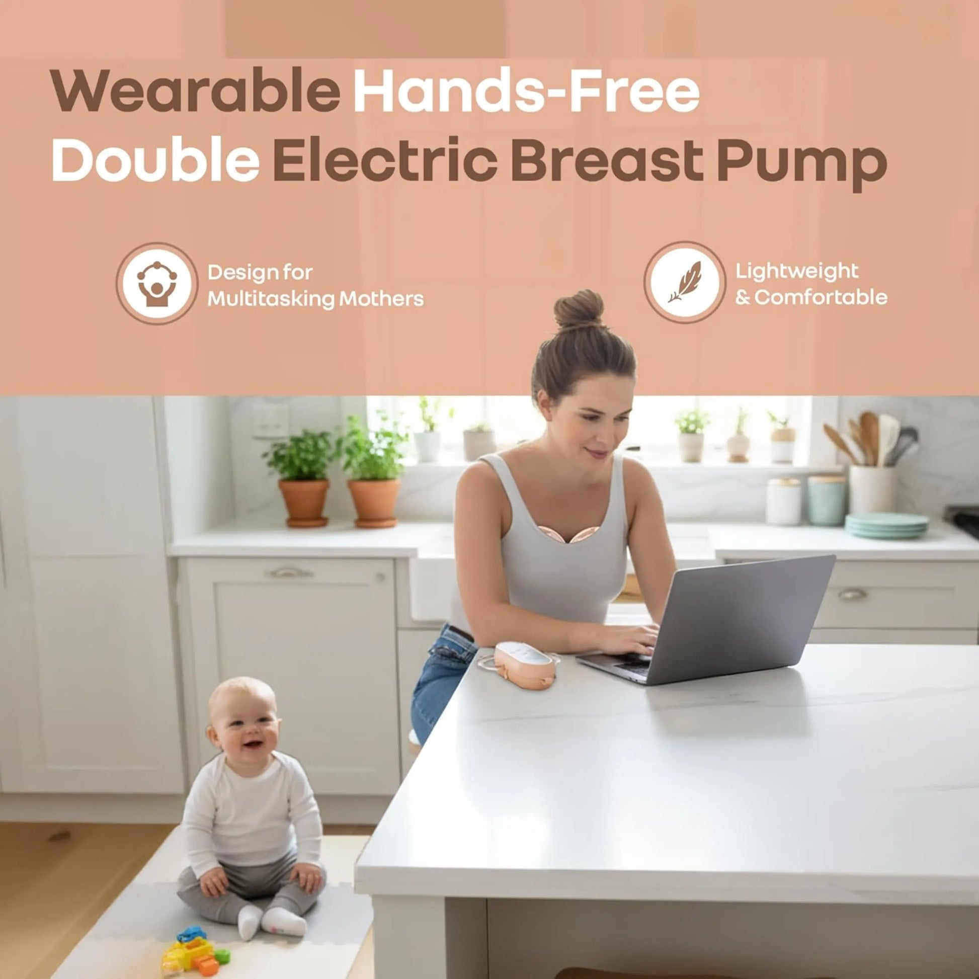 R for Rabbit Lactella Duo Electric Breast Pump Four Modes & Nine Levels of Pumping Anti-Backflow System Rechargeable Lightweight & Portable Milk Pump for Breastfeeding Mothers (Peach) R for Rabbit