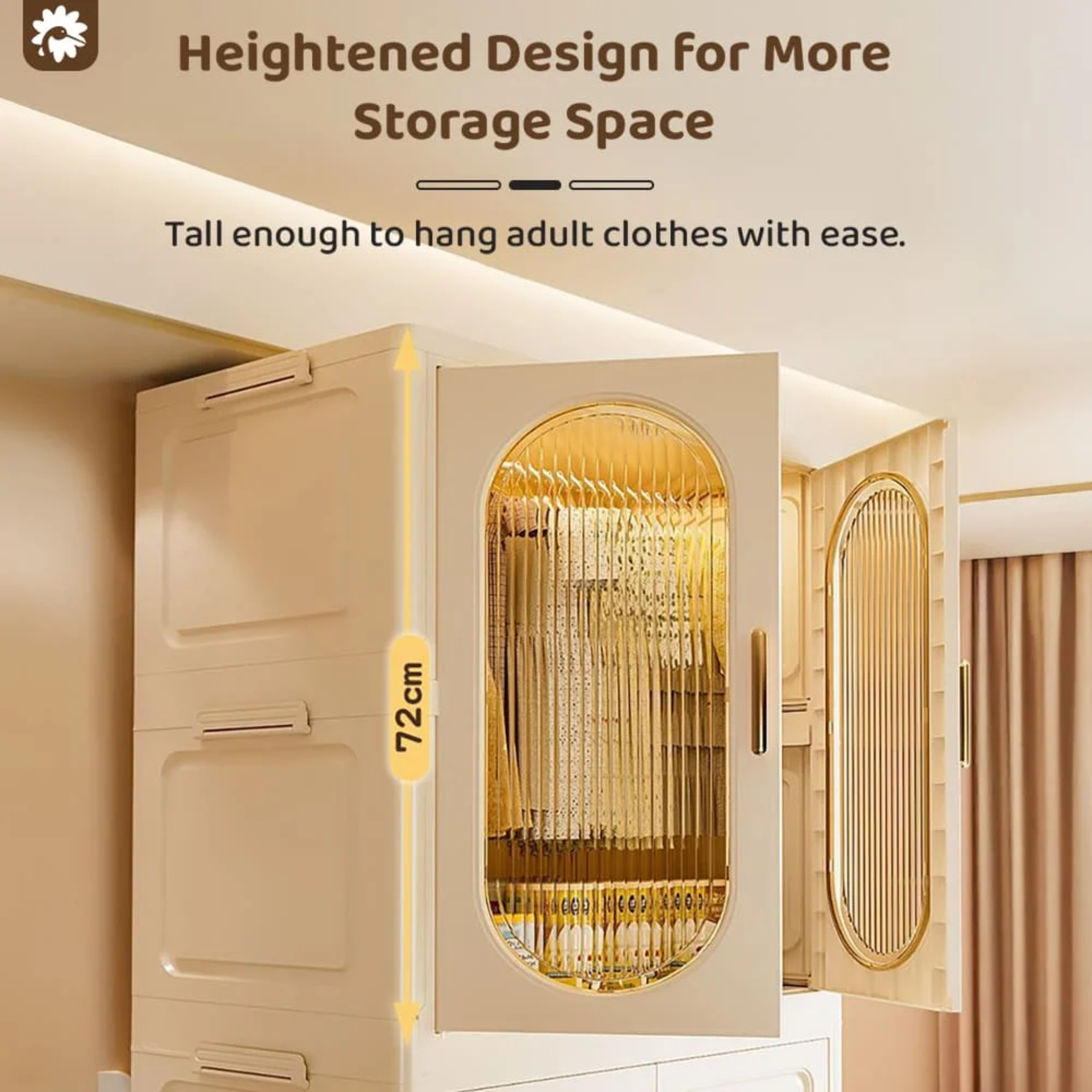 Multifunctional Plastic Storage Cabinets, Dust-proof  Foldable Wardrobe Storage Cabinet for Cloths and Toys – White and Transparent