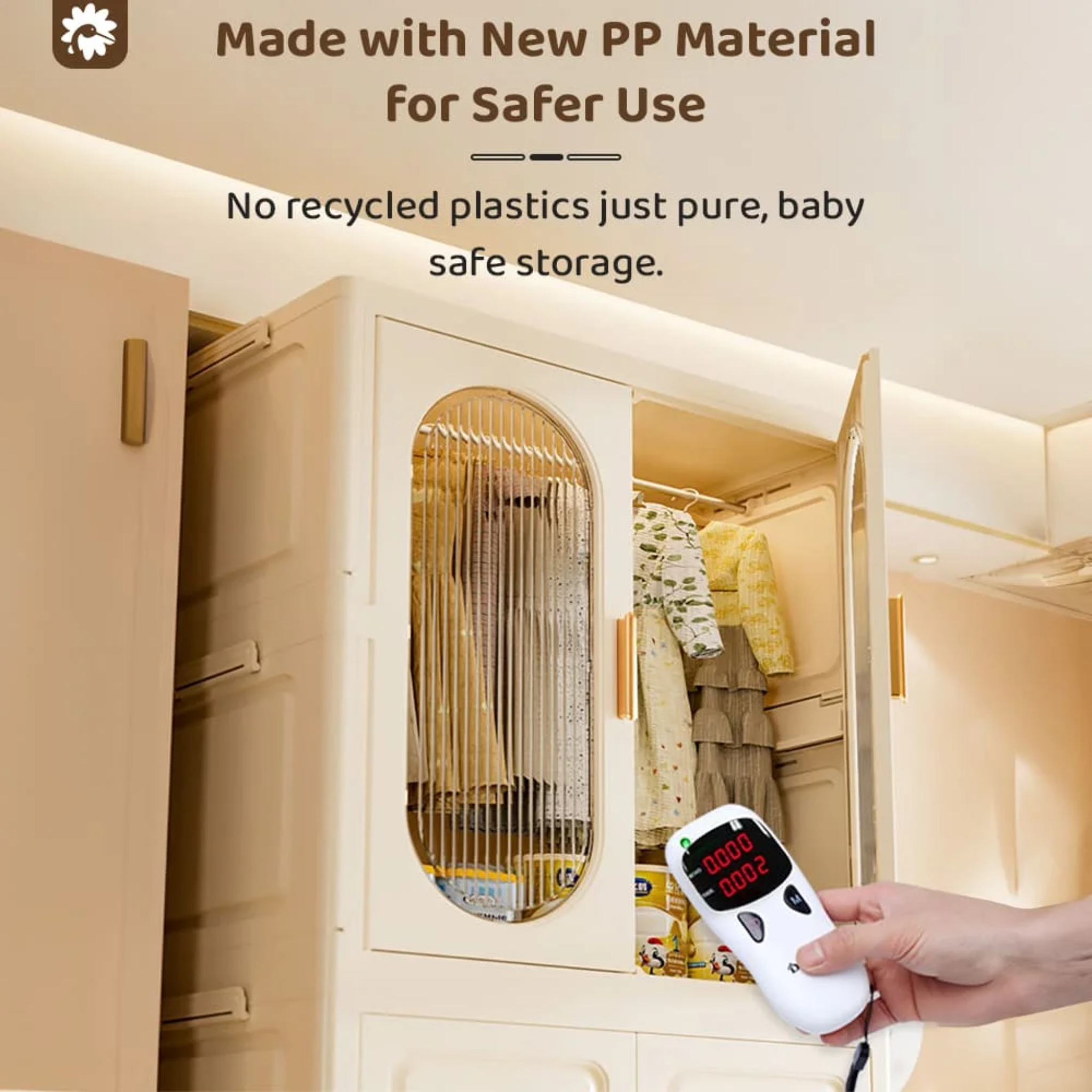 Multifunctional Plastic Storage Cabinets, Dust-proof  Foldable Wardrobe Storage Cabinet for Cloths and Toys – White and Transparent