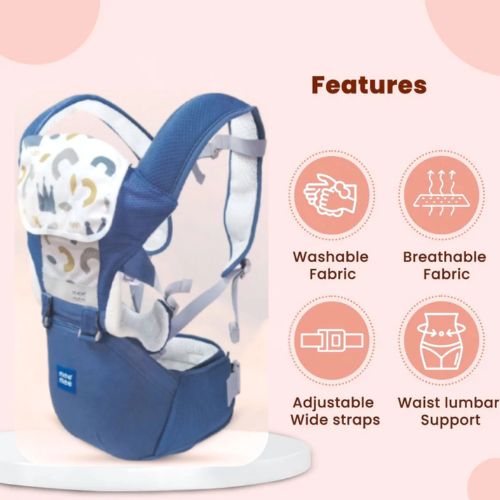 8-in-1 Ergonomic Baby Carrier with Detachable Hip Seat | Convertible Soft Kangaroo Carrier with Lumbar Support | Adjustable Waist Belt | 9–48 Months | Up to 16 kg | Blue