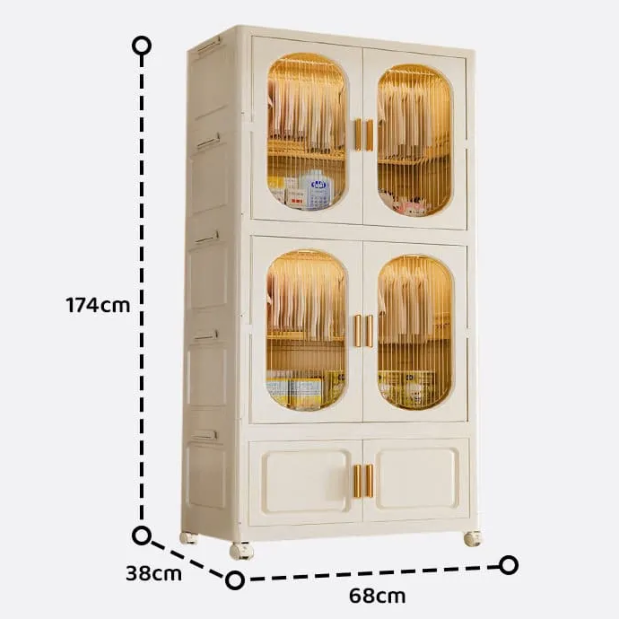 Multifunctional Plastic Storage Cabinets, Dust-proof  Foldable Wardrobe Storage Cabinet for Cloths and Toys – White and Transparent