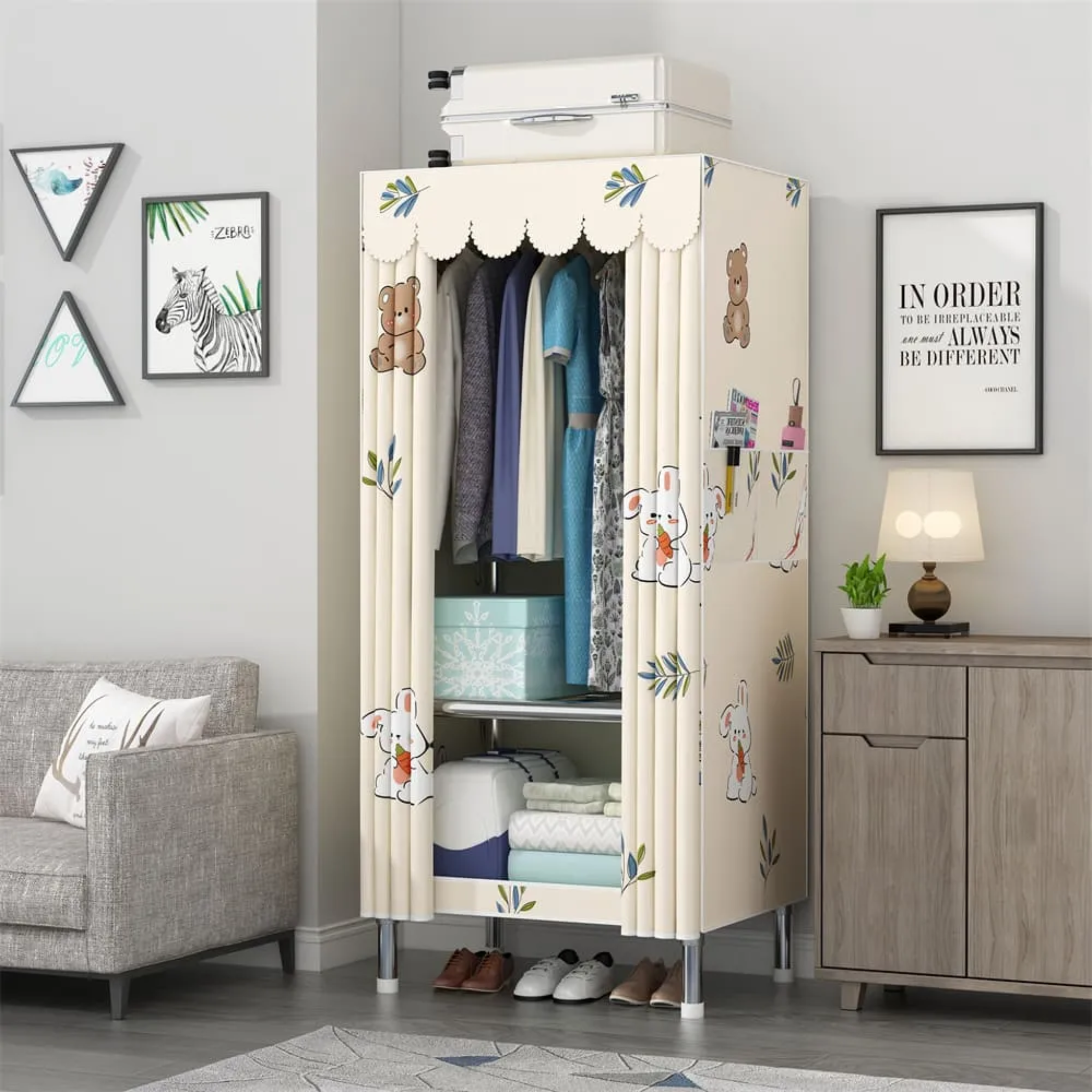 Best Kids Wardrobe with 360 Wrapping, Multipurpose Storage Cabinet for Smart Storage –  Rabbit