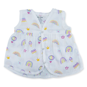 100% Soft Muslin Cotton Snap Button Baby Frock | Breathable Lightweight Summer Baby Dress