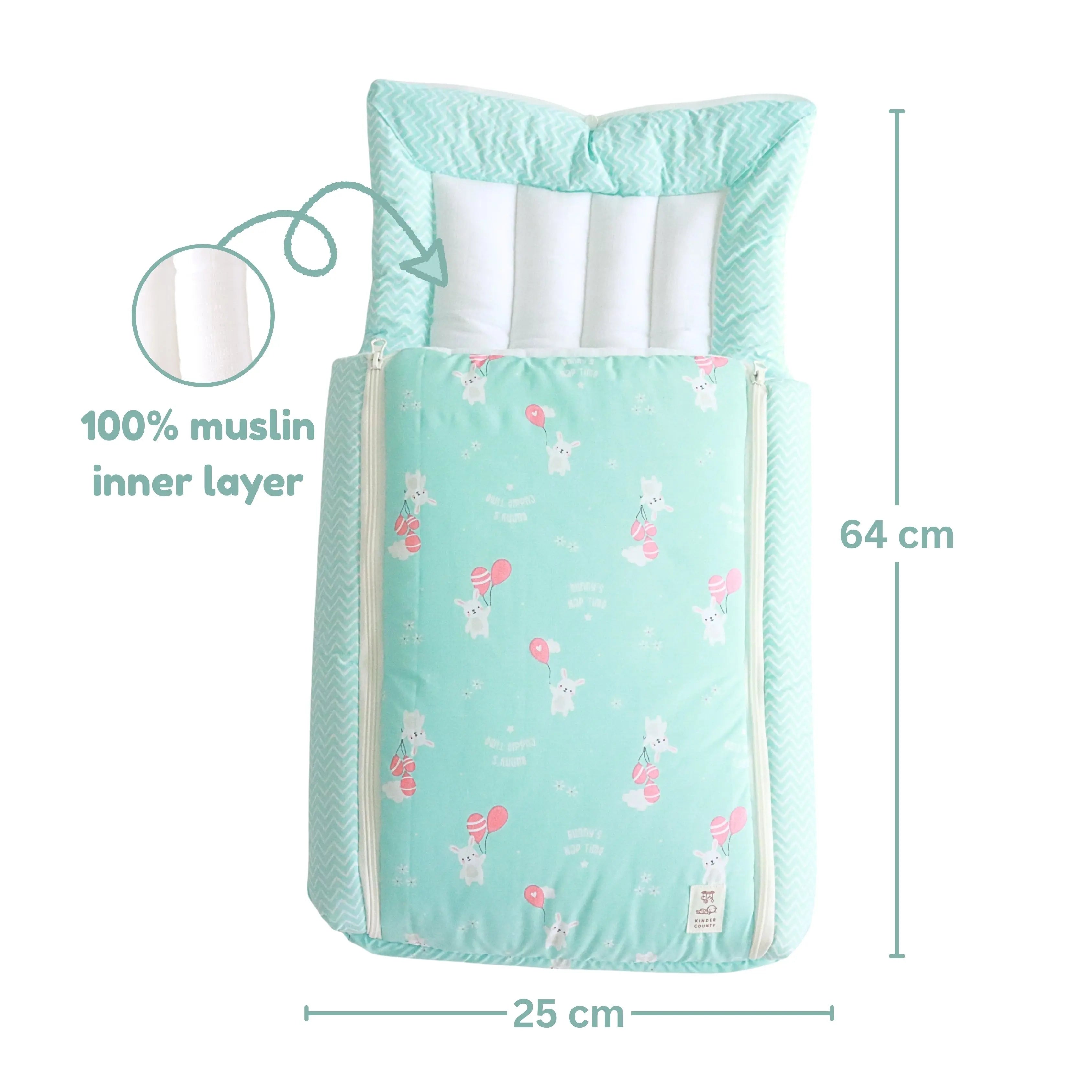 100% Organic Muslin Baby Carry Bed | Baby Muslin Carry Nest | Baby Carrier (Aqua Teal) babee D