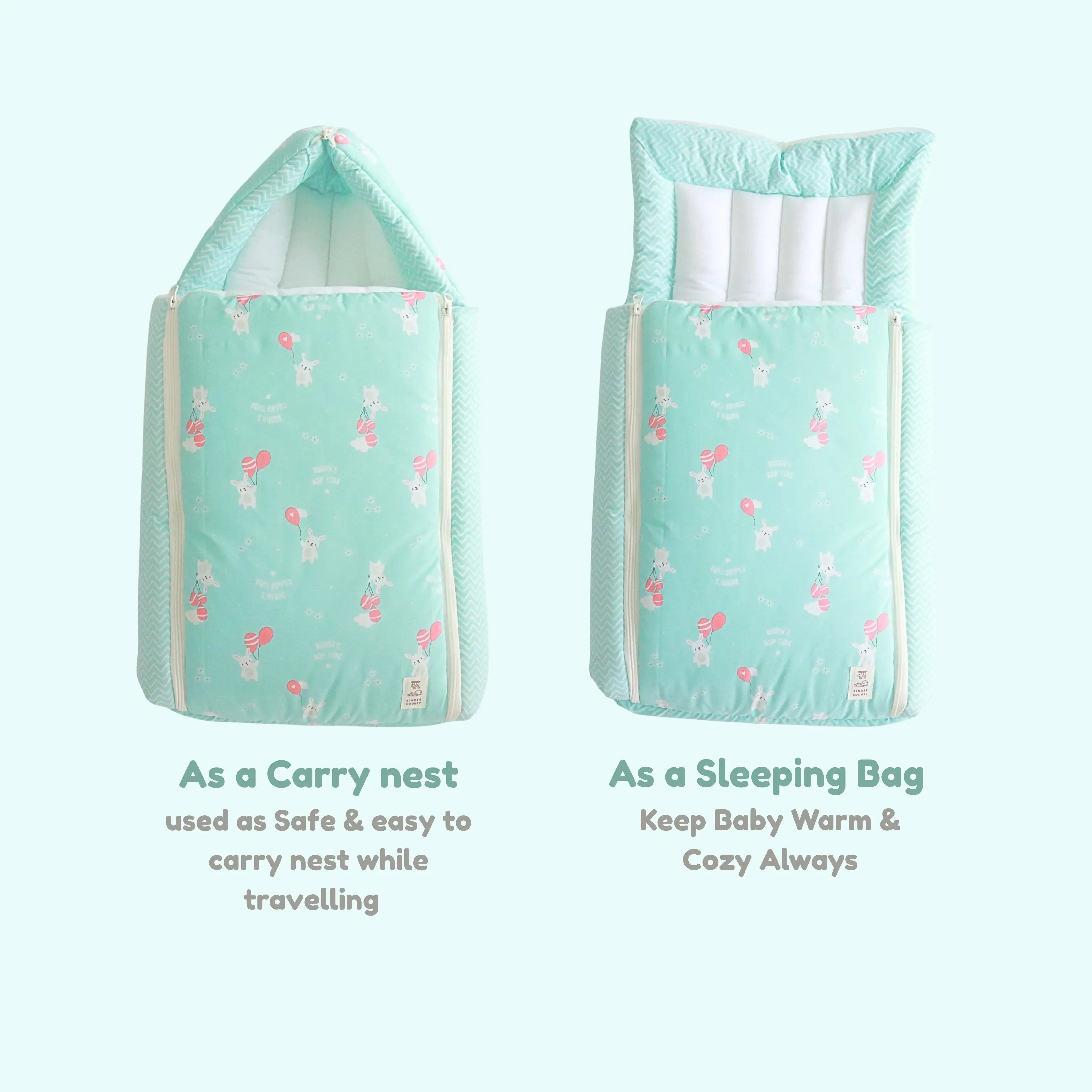 100% Organic Muslin Baby Carry Bed | Baby Muslin Carry Nest | Baby Carrier (Aqua Teal) babee D