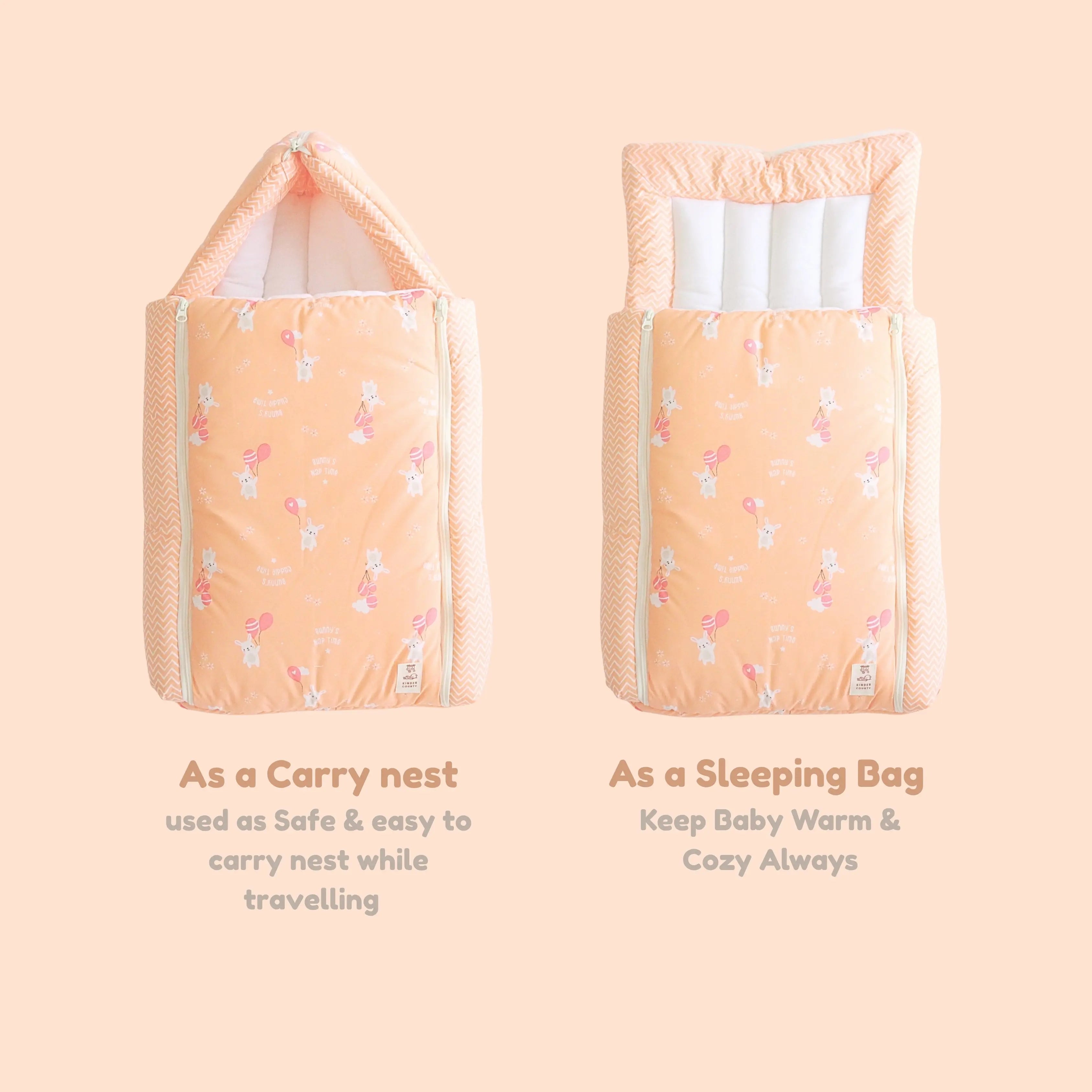 100% Organic Muslin Baby Carry Bed | Baby Muslin Carry Nest | Baby Carrier (Orange) babee D