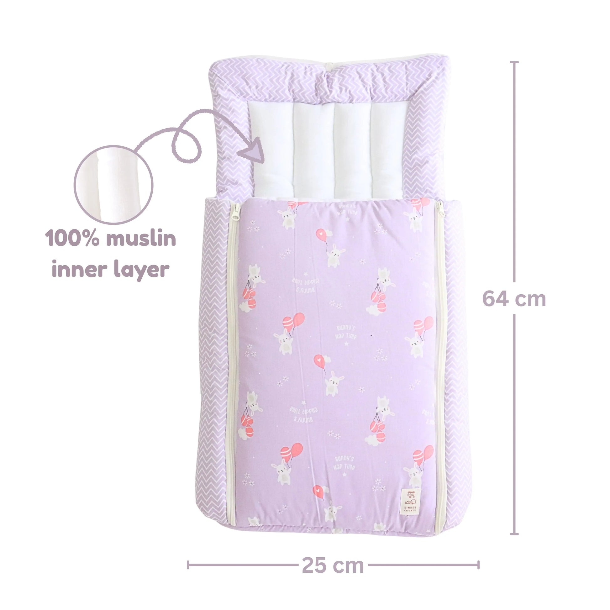 100% Organic Muslin Baby Carry Bed | Baby Muslin Carry Nest | Baby Carrier (Purple) babee D