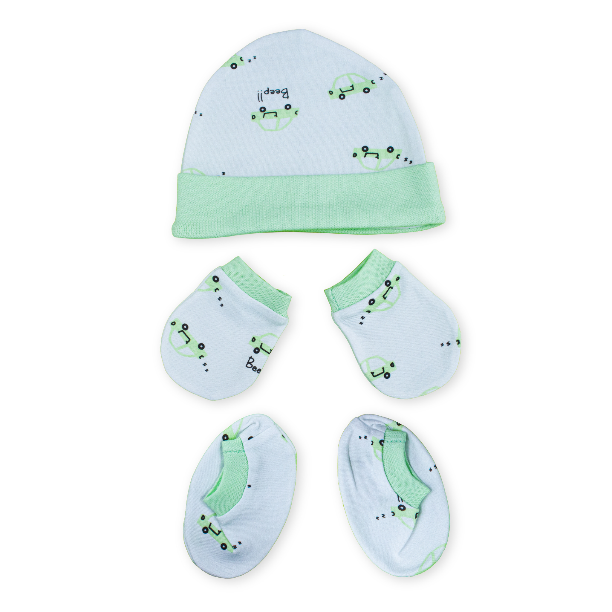 Newborn Baby Cap, Mittens & Booties Set | Soft Cotton Winter Essentials for Newborns | Warm & Comfortable Baby Gift Set