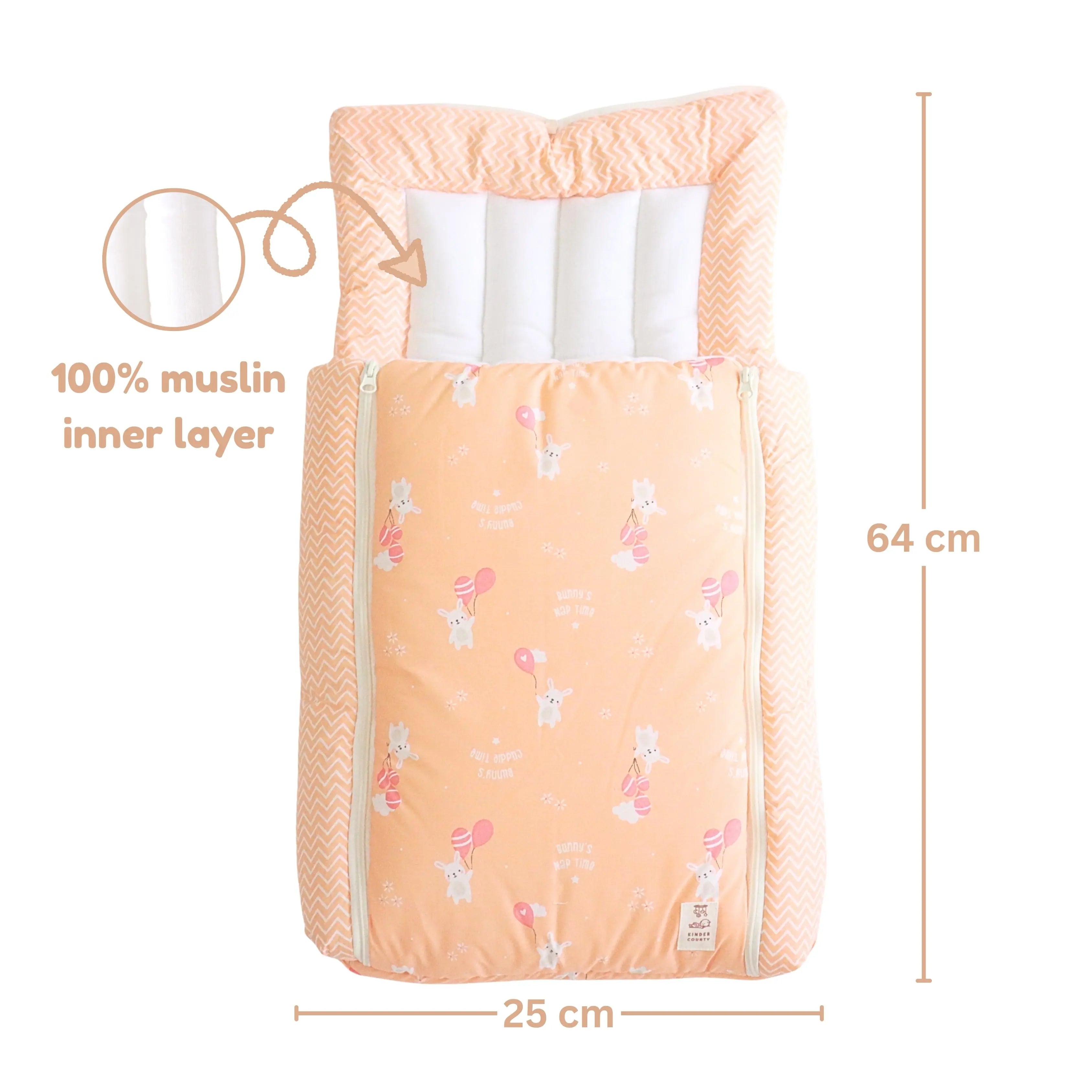 100% Organic Muslin Baby Carry Bed | Baby Muslin Carry Nest | Baby Carrier (Orange) babee D