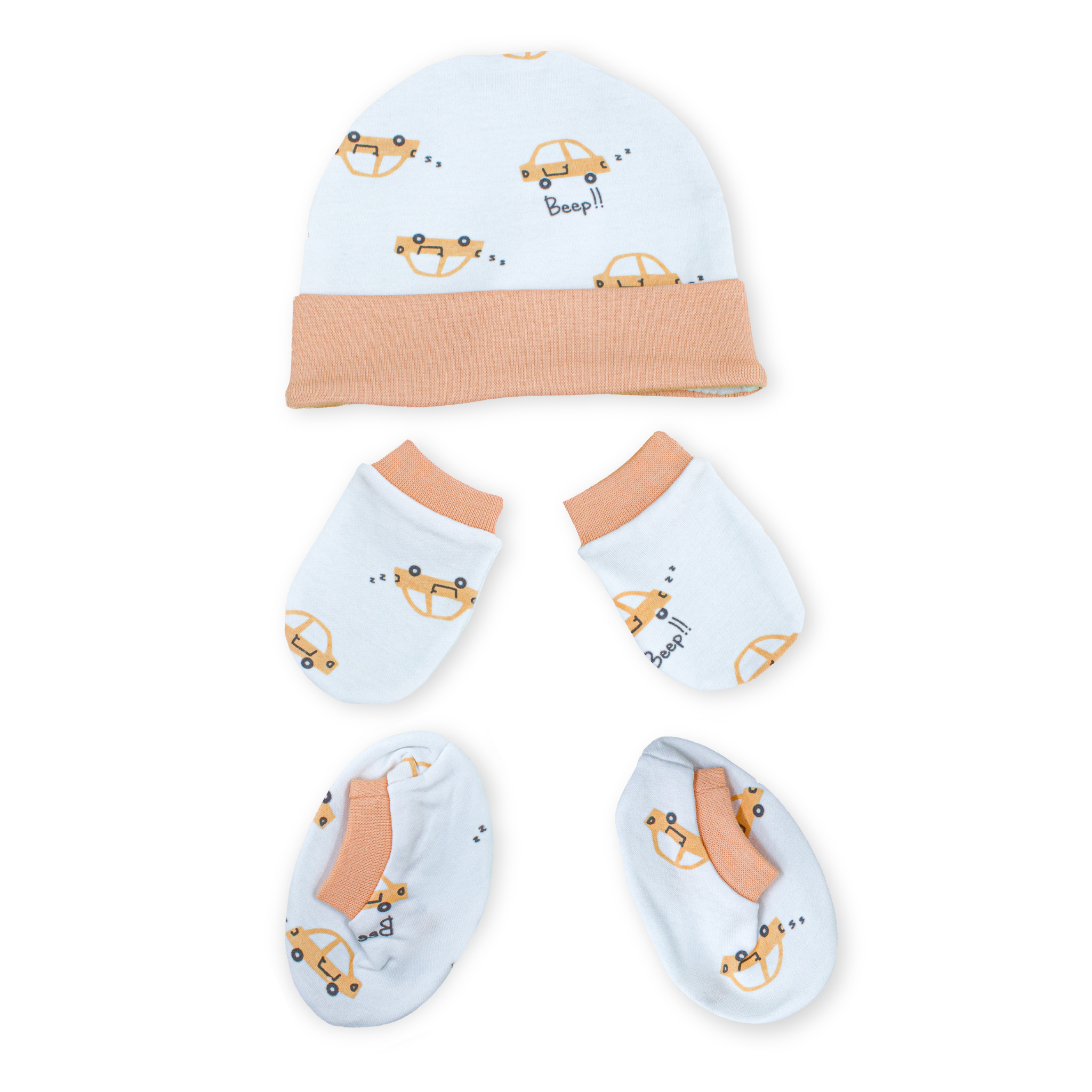 Newborn Baby Cap, Mittens & Booties Set | Soft Cotton Winter Essentials for Newborns | Warm & Comfortable Baby Gift Set