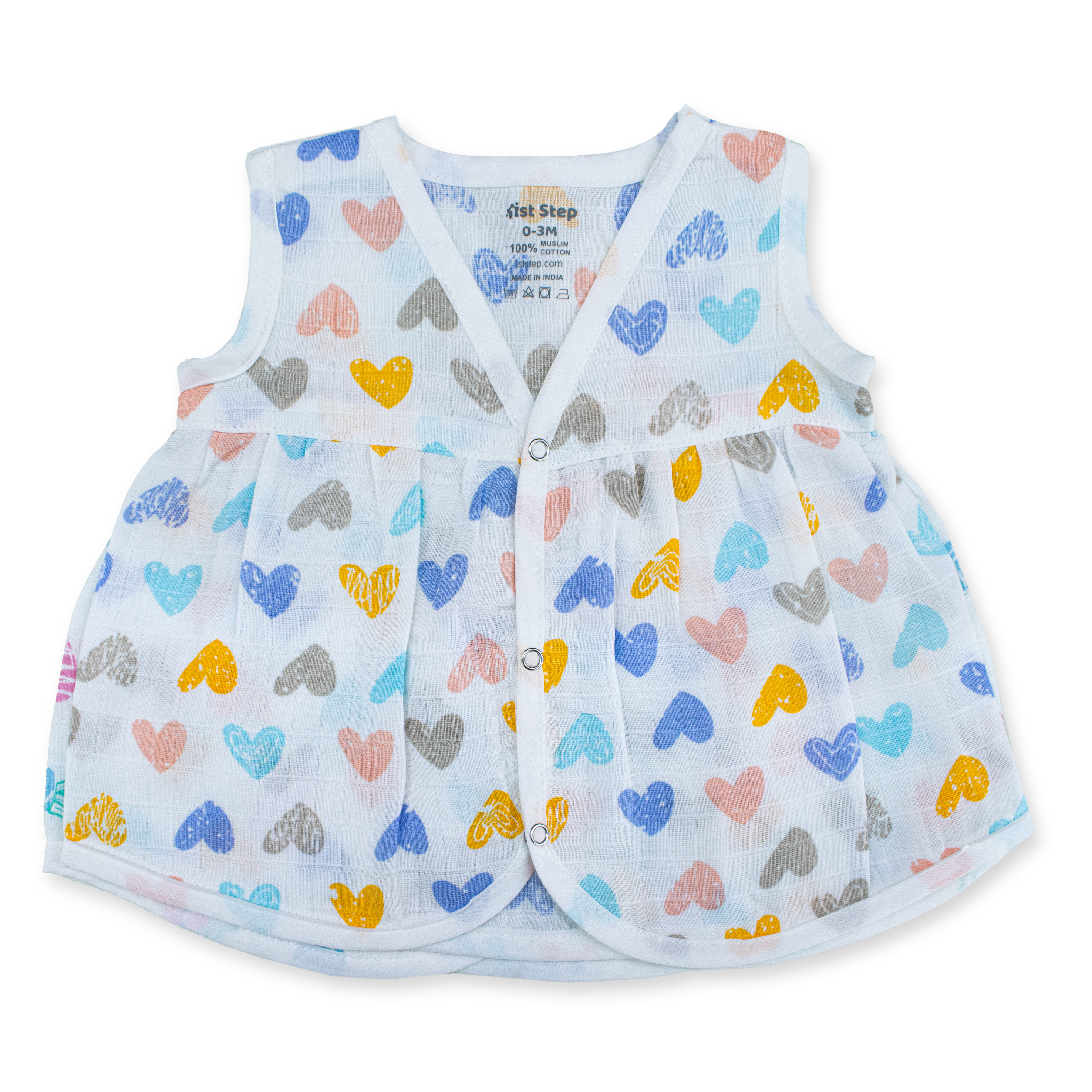 100% Soft Muslin Cotton Snap Button Baby Frock | Breathable Lightweight Summer Baby Dress