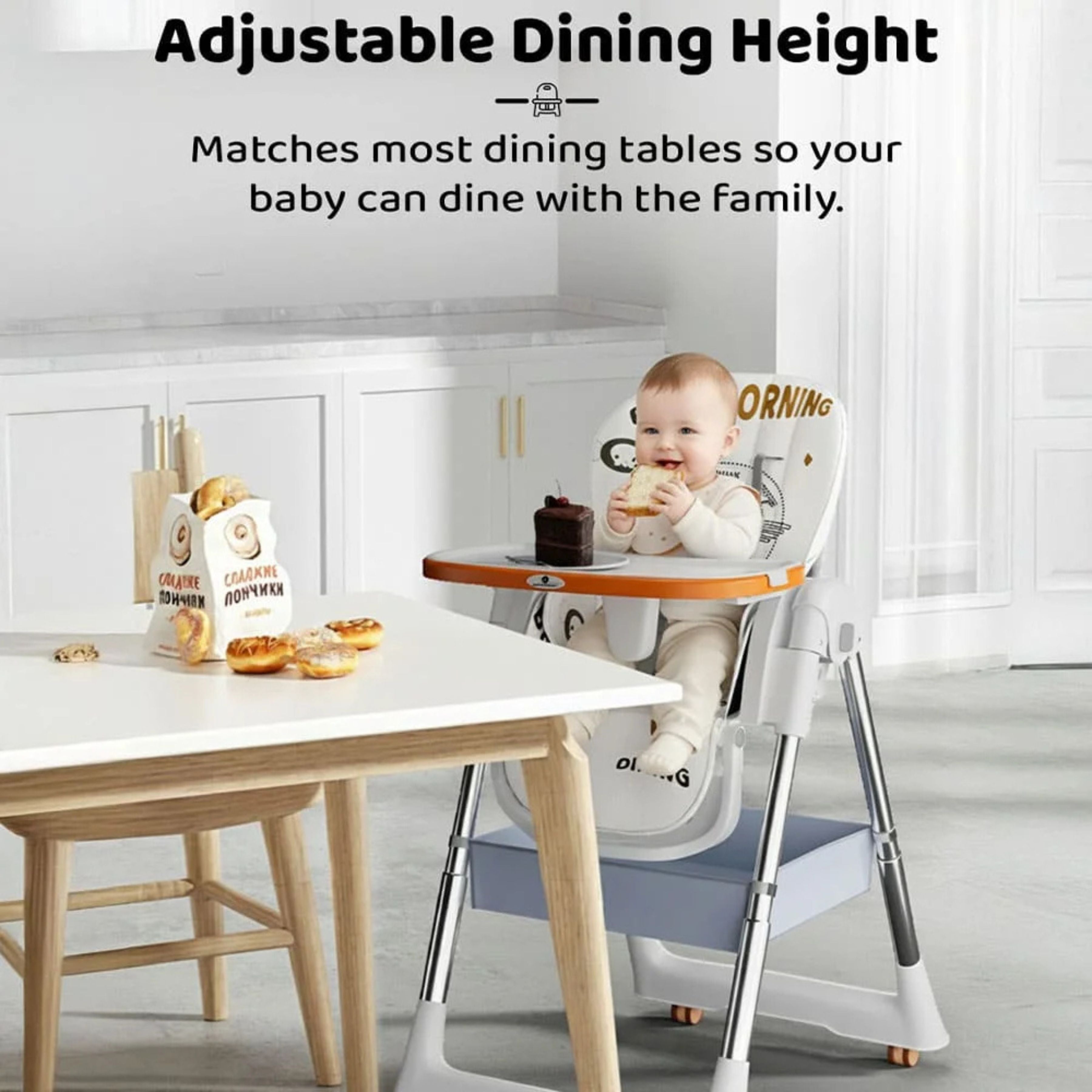 Galaxy Star Baby High Chair for Kids | Adjustable Feeding Chair with Safety Belt & Dining Tray